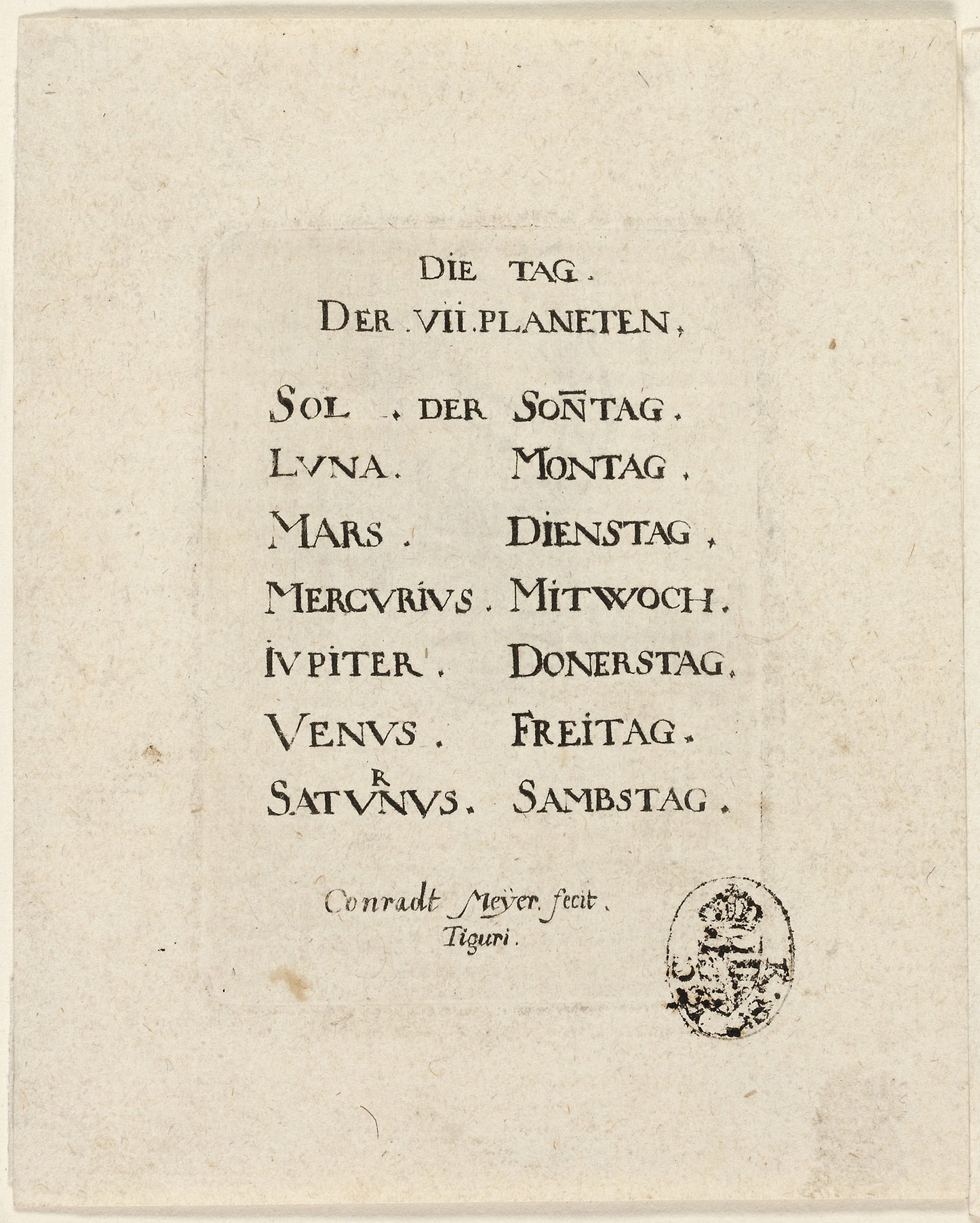 Title Page, from Der VII Planeten -  Conrad Meyer,  Poster Print Wall Art