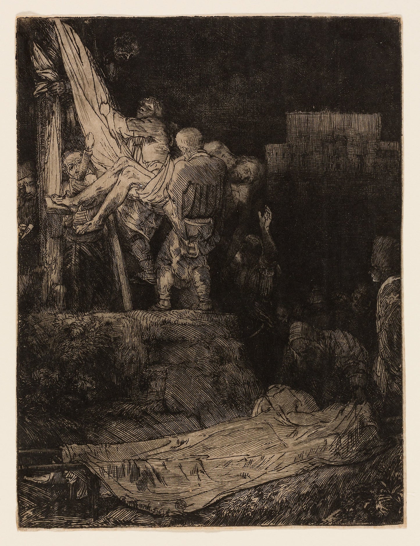 The Descent from the Cross -  Torchlight -  Rembrandt van Rijn,  Poster Print Wall Art