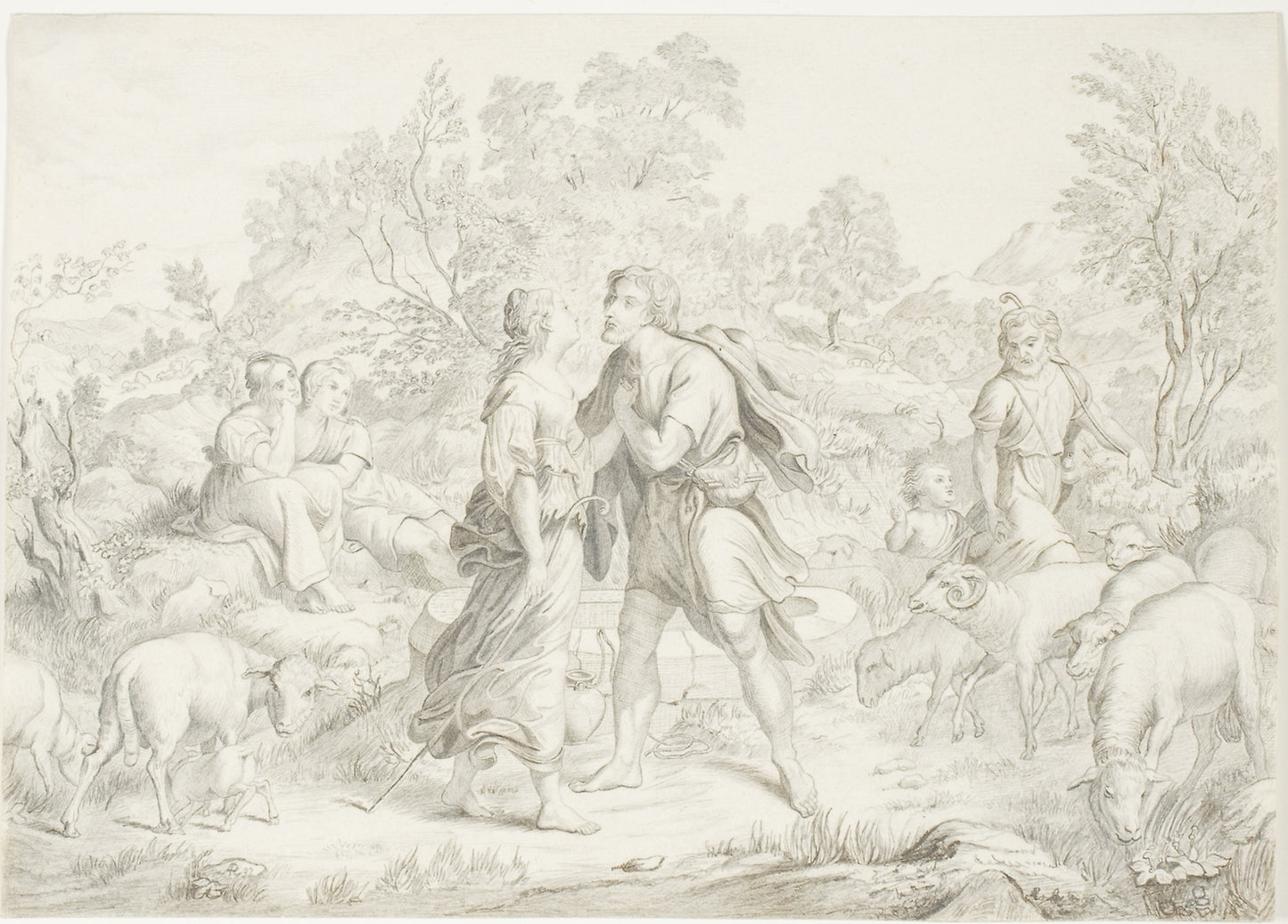 Jacob and Rachel -  August Richter,  Poster Print Wall Art
