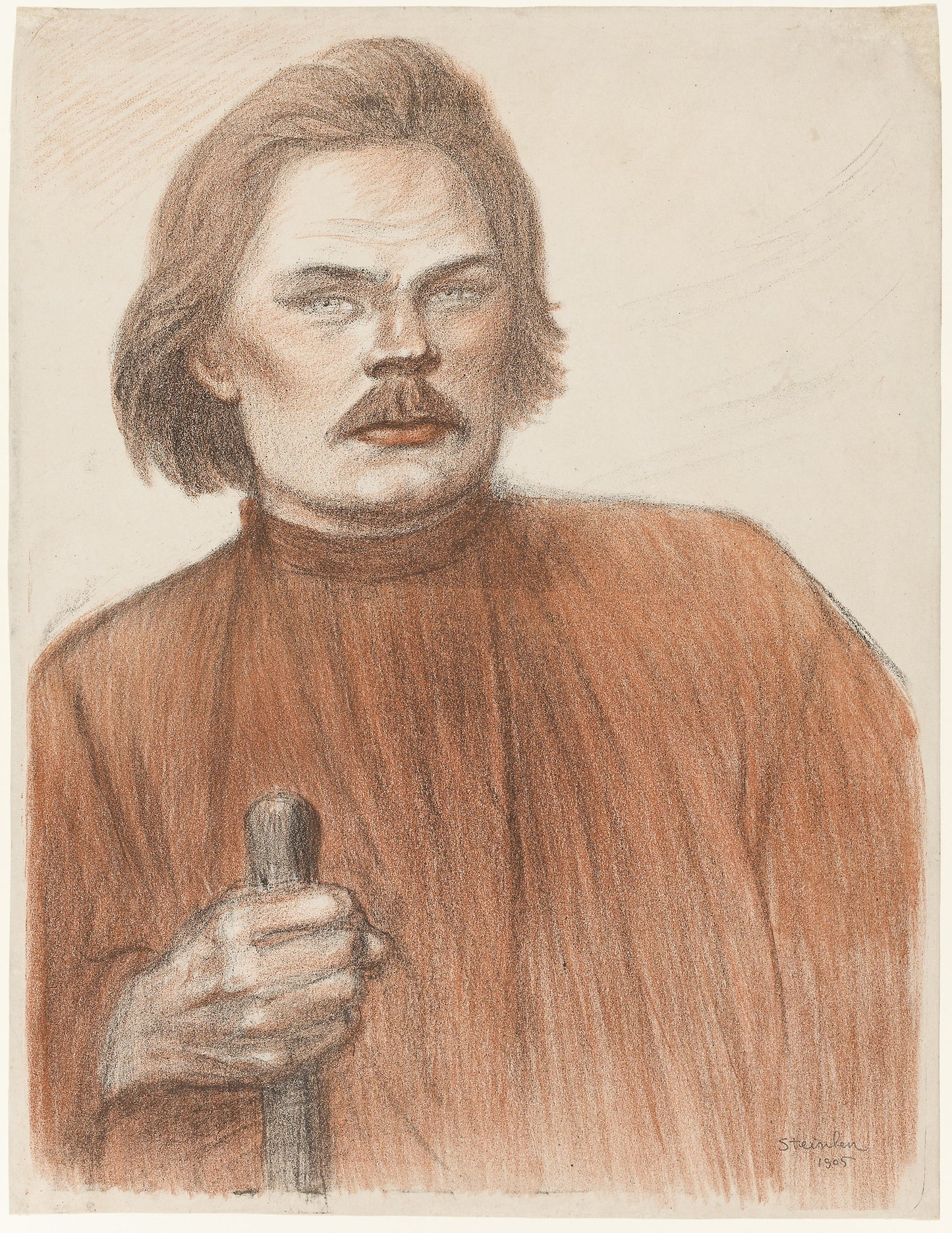 Frontal Portrait from the Waist Up of Maxime Gorki -  Théophile-Alexandre Steinlen,  Poster Print Wall Art