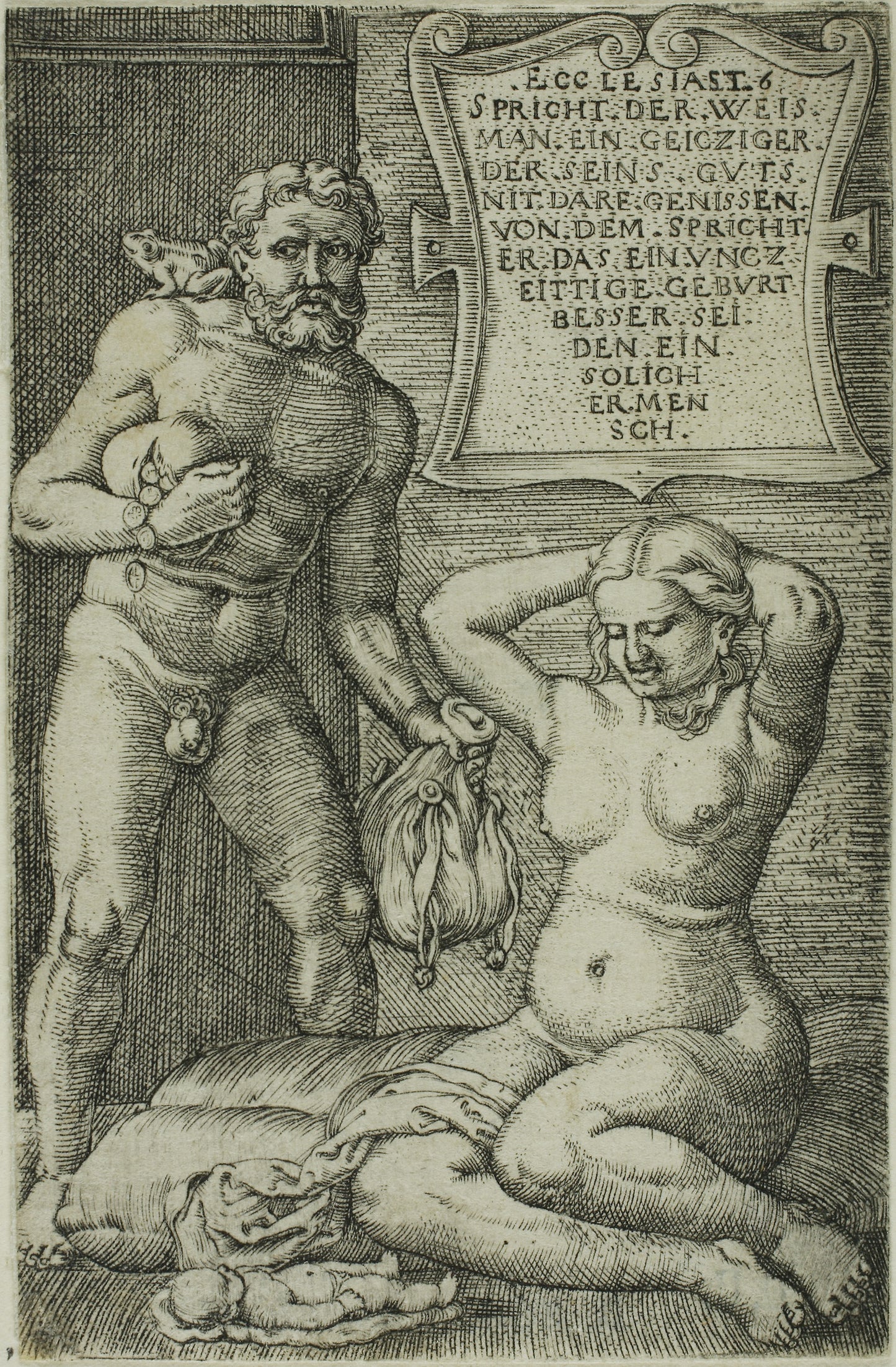 The Miser and the Miscarriage -  Barthel Beham,  Poster Print Wall Art