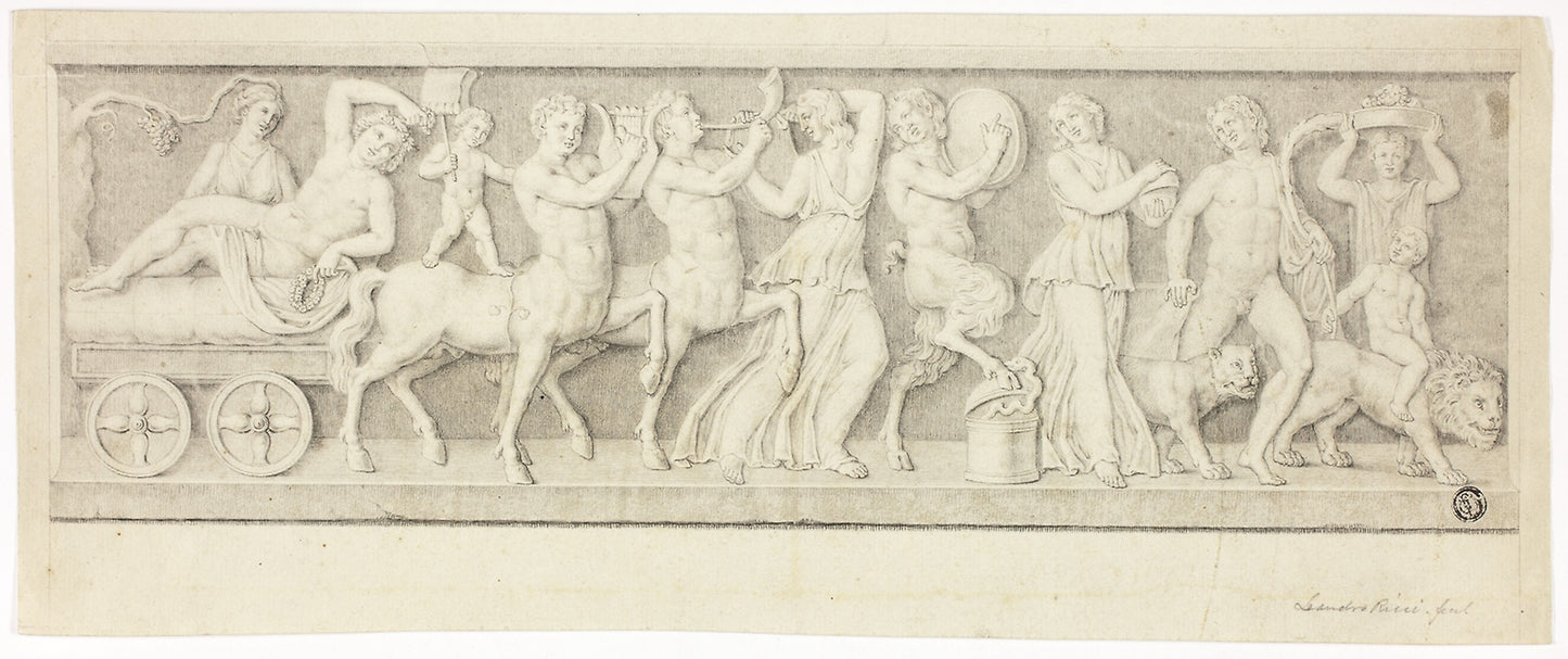 Bas Relief with Triumph of Bacchus and Ariadne -  Attributed to Leandro Ricci,  Poster Print Wall Art