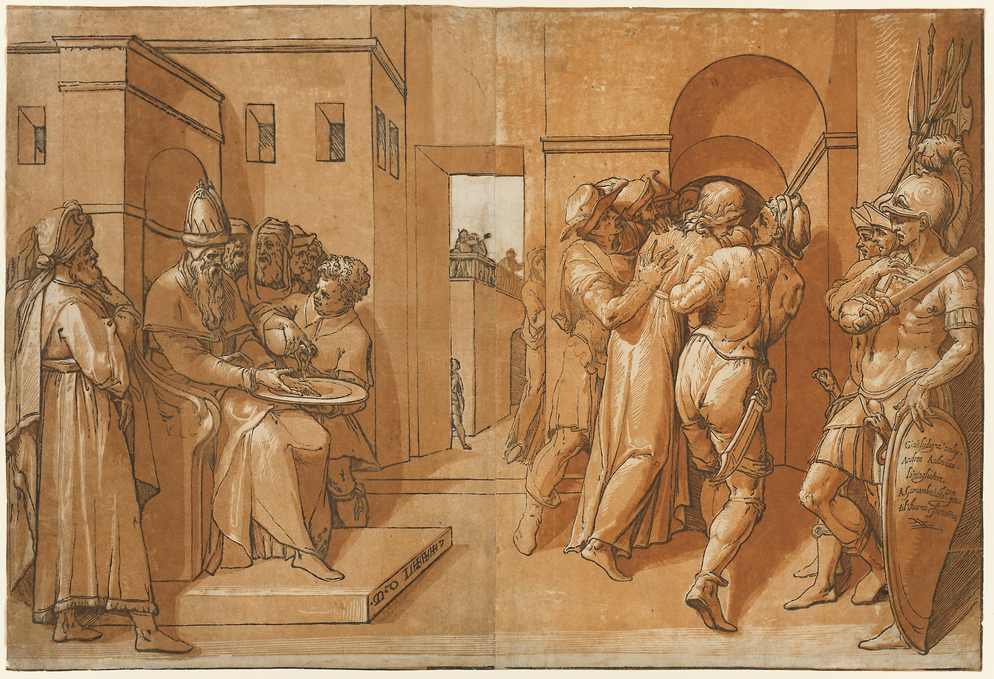 Pilate Washing His Hands -  Andrea Andreani (Italian, 1558/59-1629),  Poster Print Wall Art