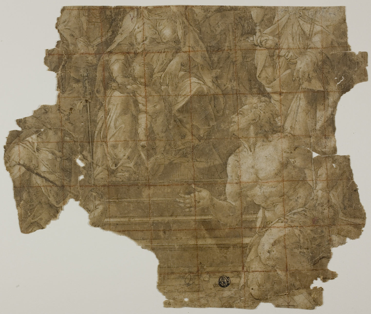 Virgin and Child with Saints (recto); Study of Arm (verso) -  Attributed to Bartomomeo Ramemghi, the elder,  Poster Print Wall Art