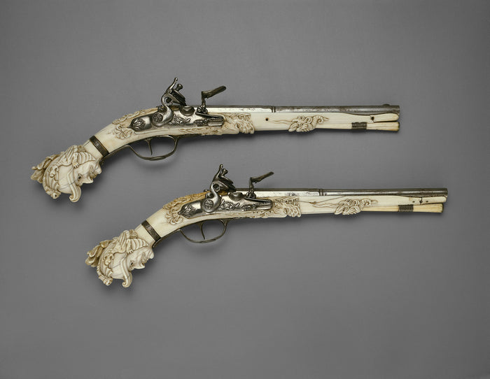 Pair of Flintlock Pistols: Dutch, Maastricht,16x12