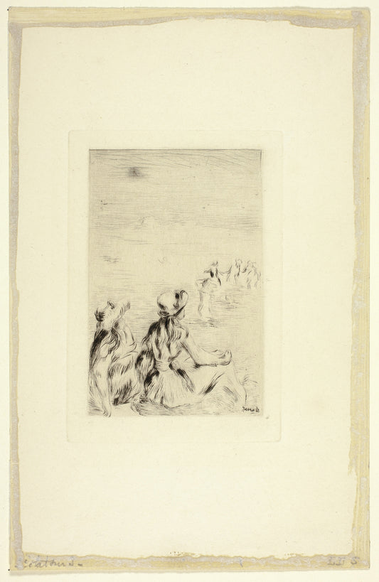 Children on the Beach, Berneval: Pierre Auguste Renoir,16x12"(A3) Poster