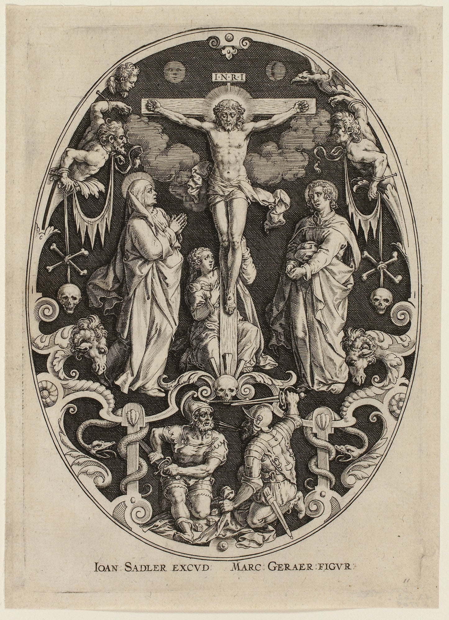 Crucifixion, from Passion of Christ -  Jan Sadeler, the Elder (Flemish, 1550-1600),  Poster Print Wall Art