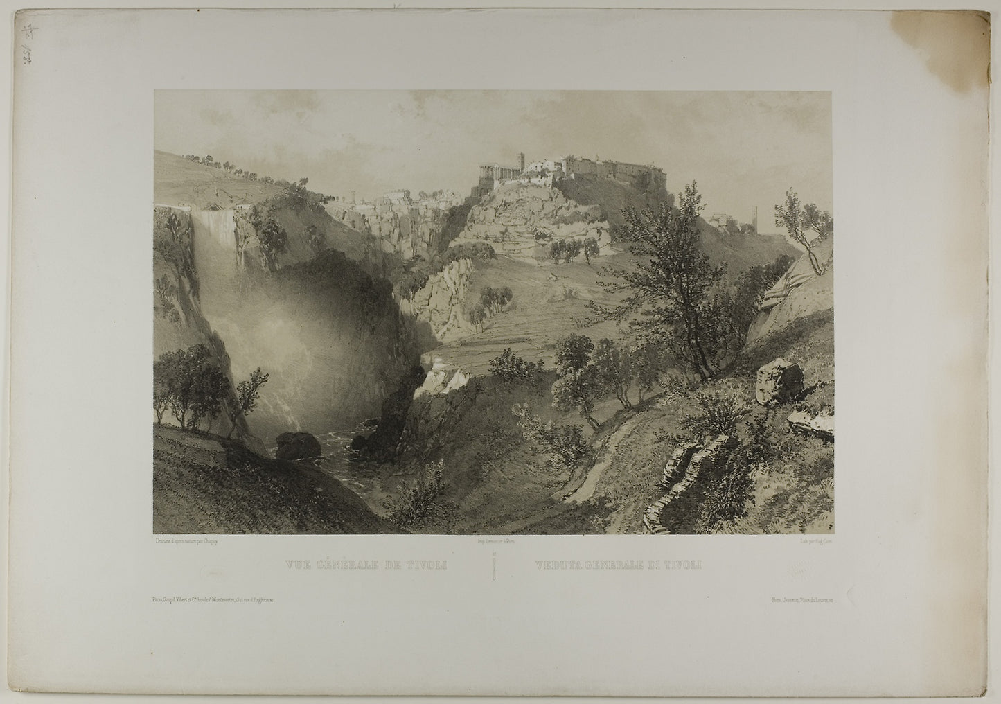 General View of Tivoli, plate seventeen from Italie Monumentale et Pittoresque -  Eugène Cicéri (French, 1813-1890),  Poster Print Wall Art