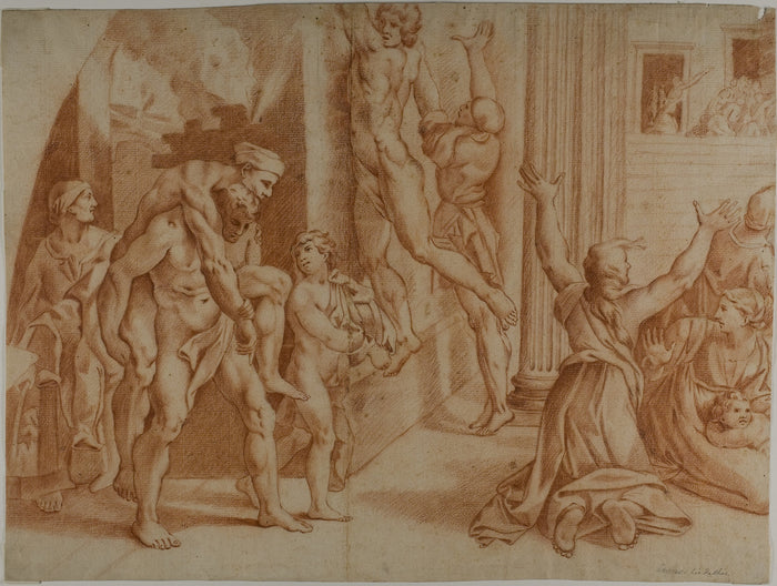 Fire in the Borgo (recto); Slight Sketch of the Fire in the Borgo (verso): Ottaviano Dandini (Italian, c. 1706-1750),16x12