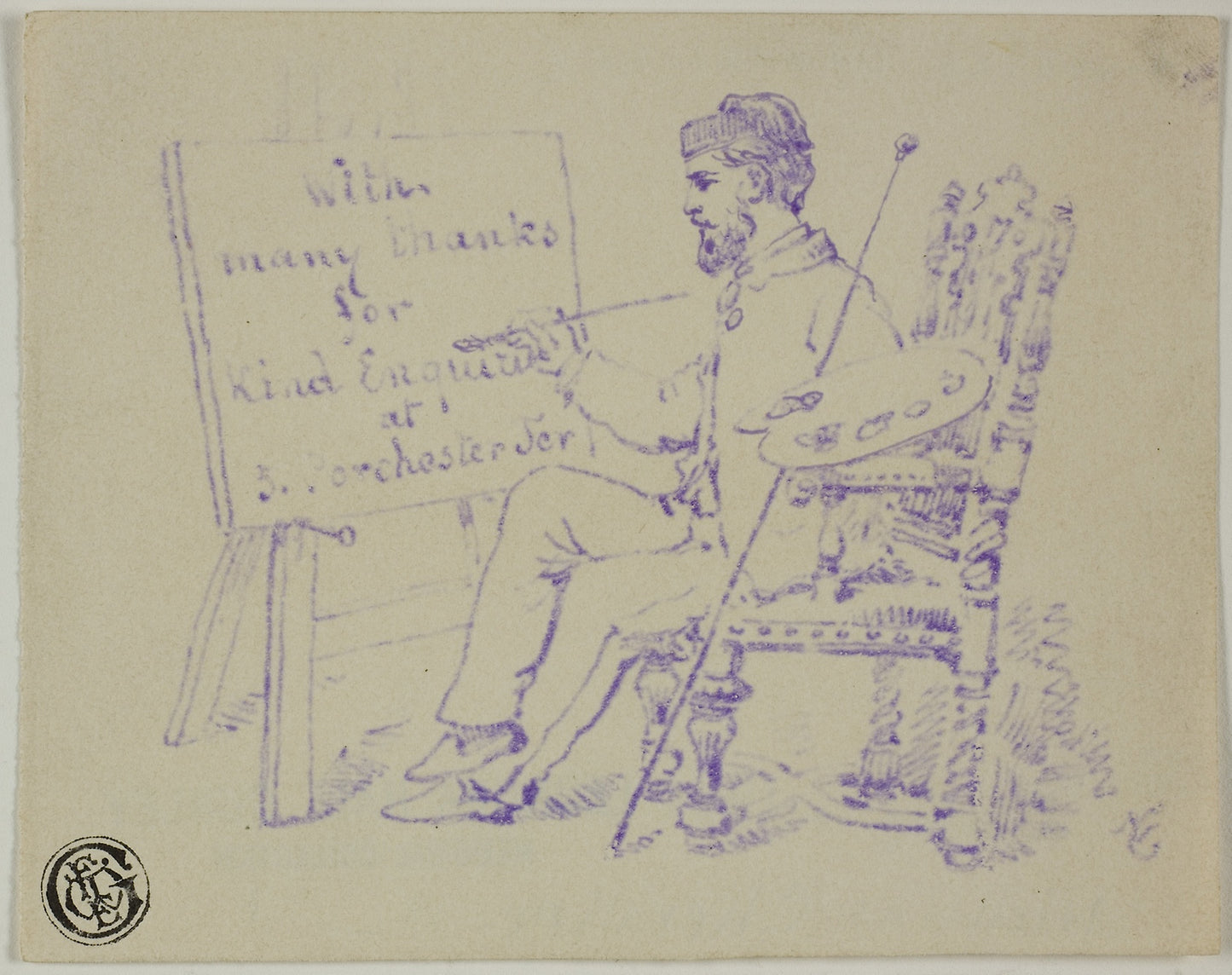 Artist Seated at Easel -  Nicholas Chevalier,  Poster Print Wall Art