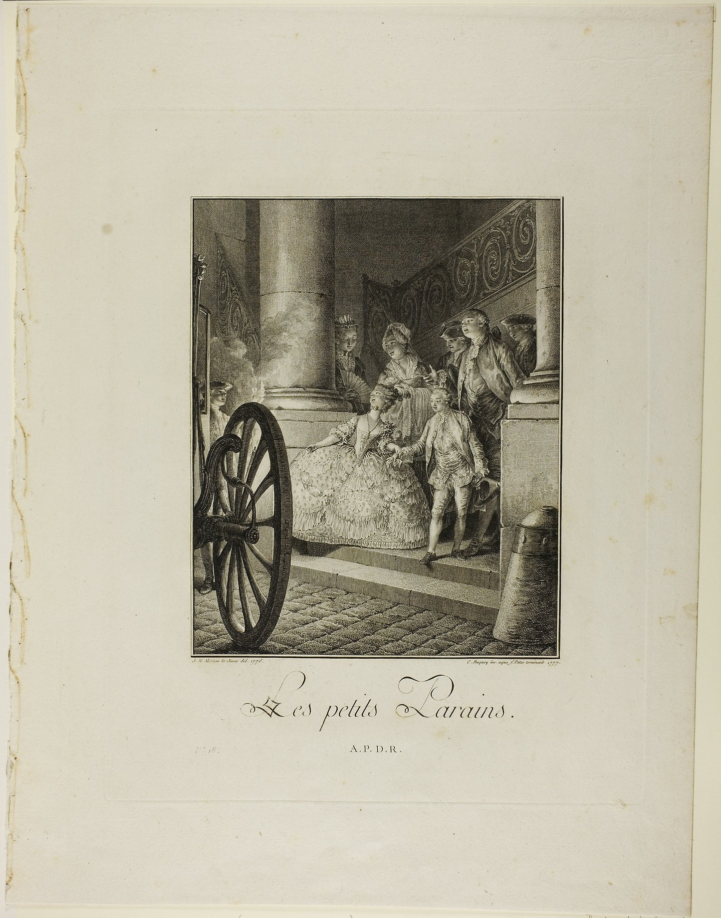 The Little Godfathers, from Monument du Costume Physique et Moral de la fin du Dix-huitième siècle -  Jean Charles Baquoy (French, 1721-1777) and Charles Emanuel Patas (French, 1744-1802),  Poster Print Wall Art