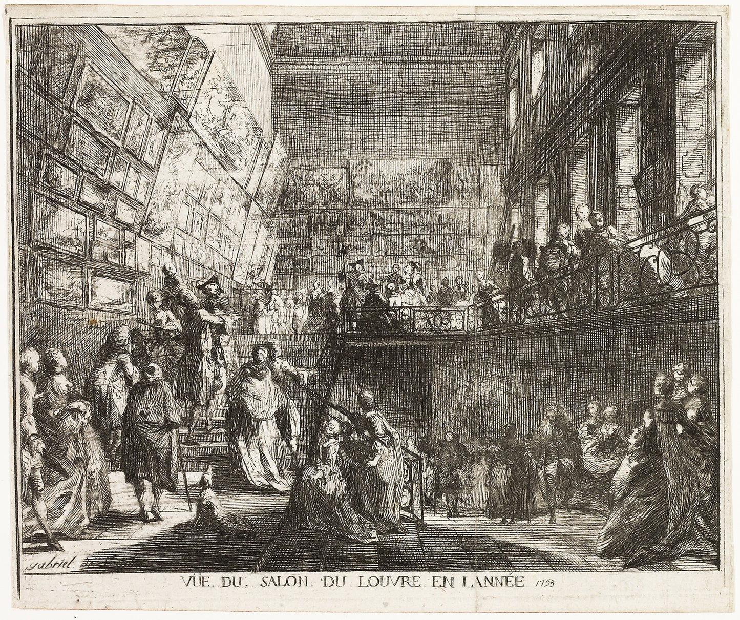 View of the Salon in the Louvre in the Year 1753 -  Gabriel Jacques de Saint-Aubin,  Poster Print Wall Art