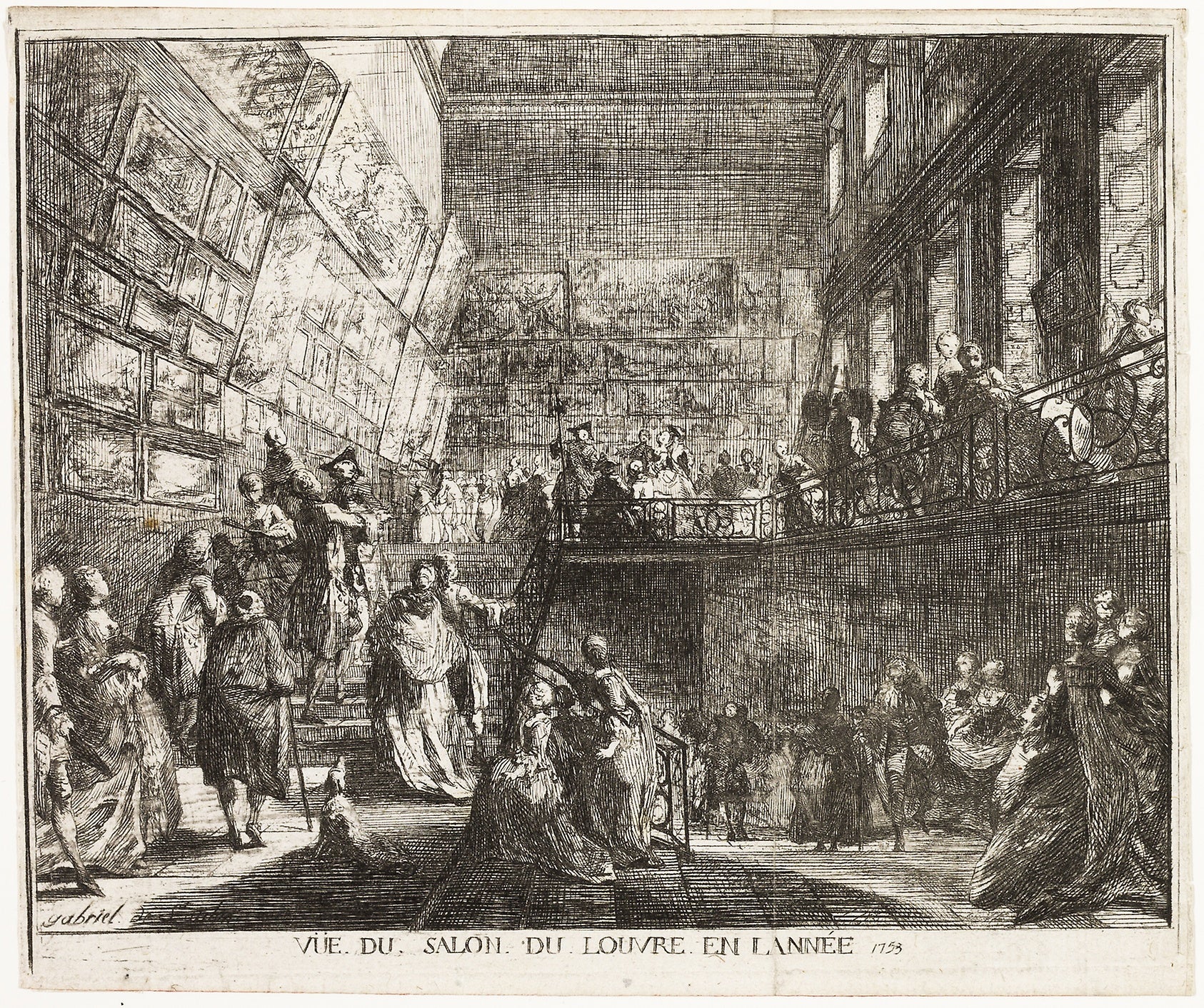 View of the Salon in the Louvre in the Year 1753: Gabriel Jacques de Saint-Aubin,16x12"(A3) Poster