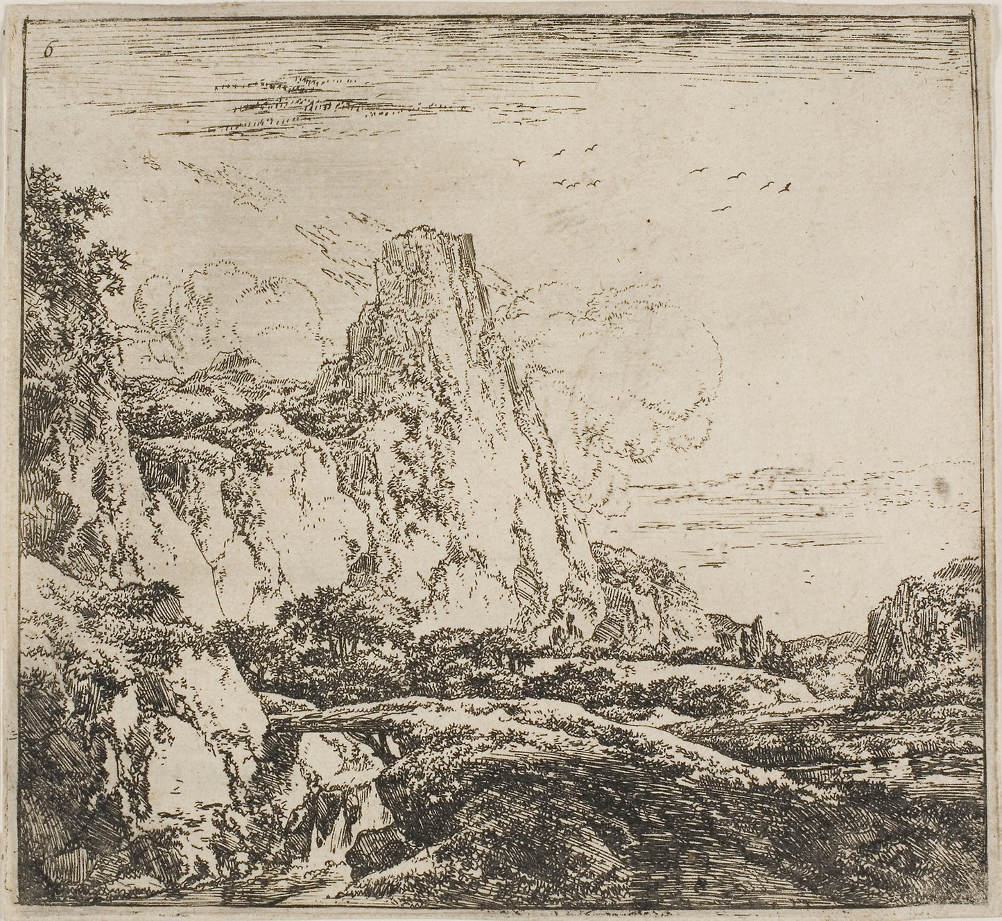 The Little Bridge near the Rock, from the series Set of Landscapes -  Herman Naijwincx,  Poster Print Wall Art