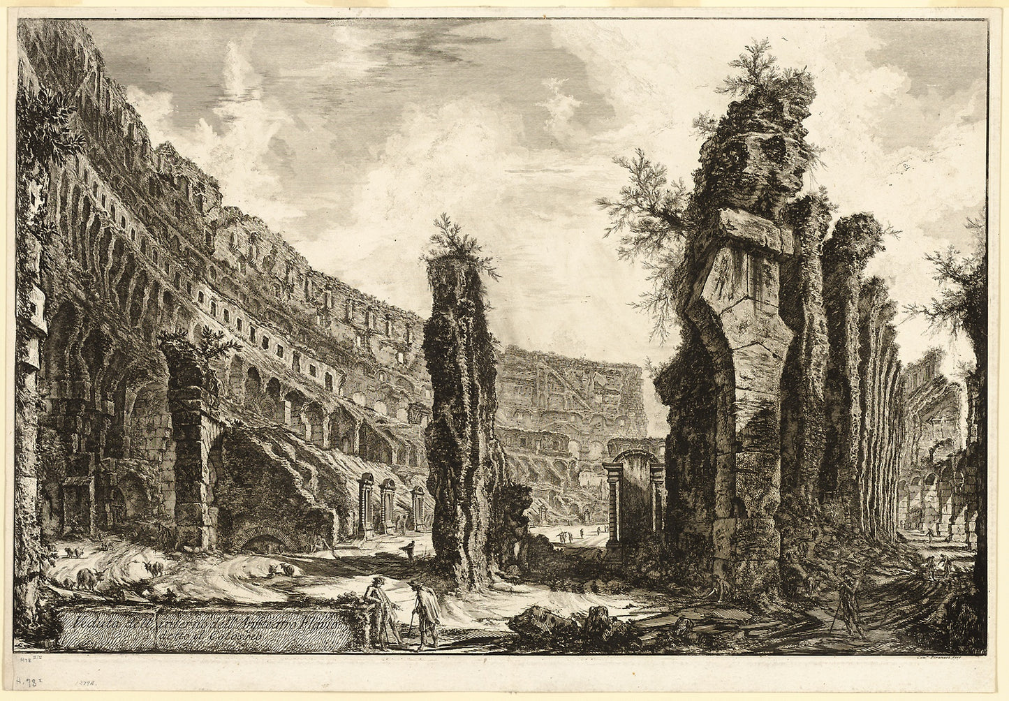 Interior view of the Flavian Amphitheater, called the Colosseum, from Views of Rome -  Giovanni Battista Piranesi,  Poster Print Wall Art