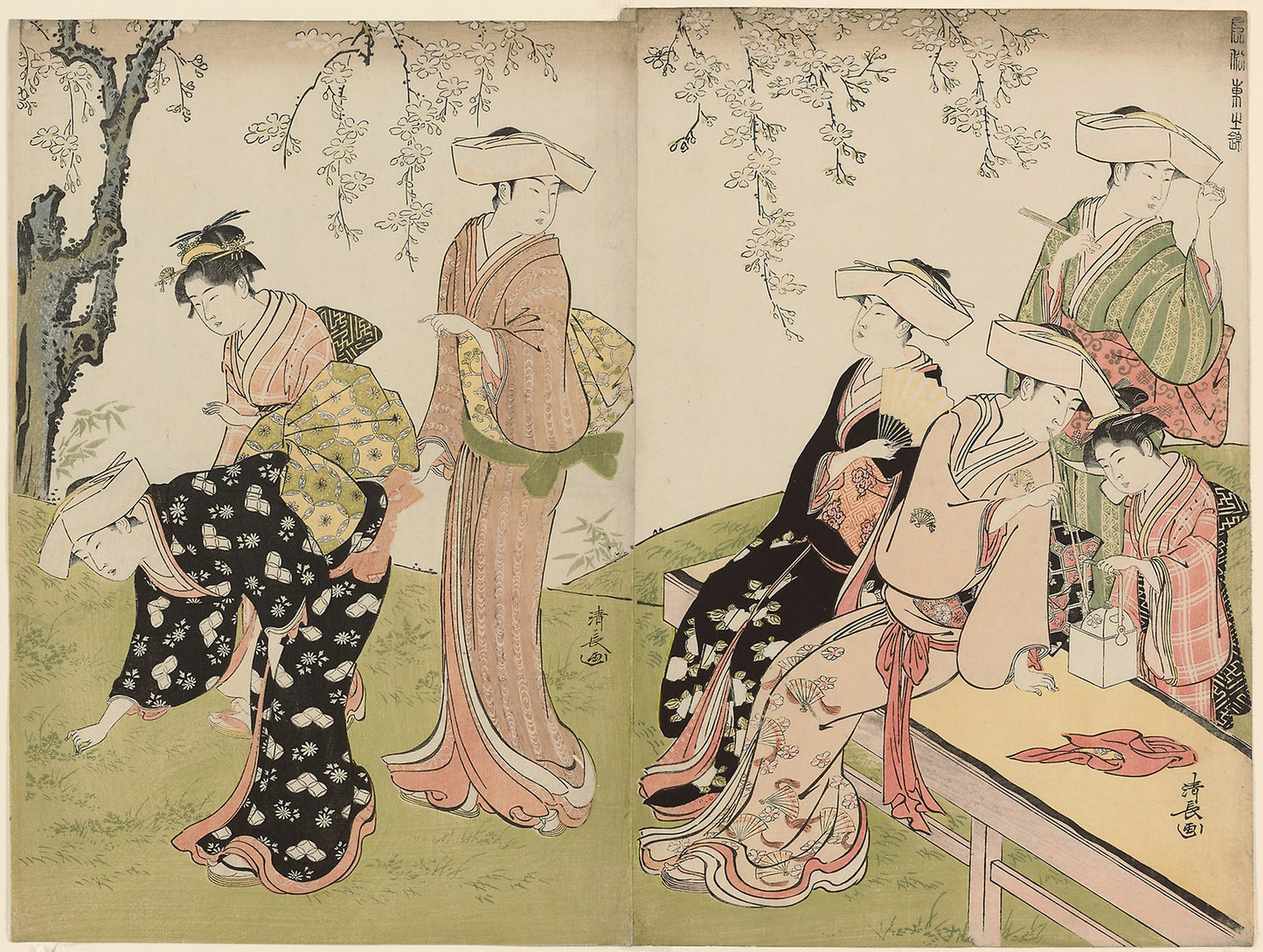 An Outing in Spring, from the series A Brocade of Eastern Manners (Fuzoku azuma no nishiki) -  Torii Kiyonaga,  Poster Print Wall Art