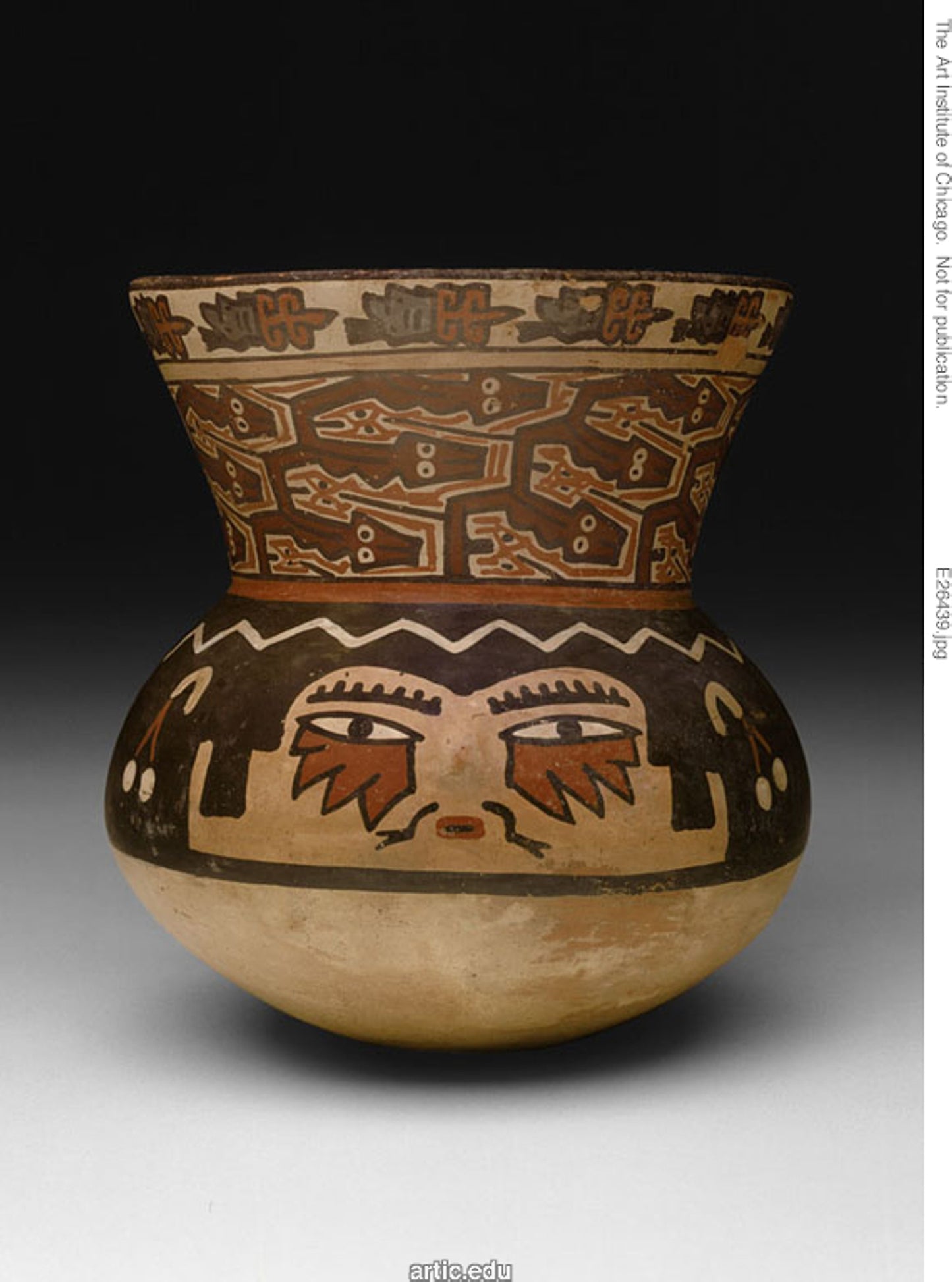 Beaker in the Form of a Head with Abstract Serpent-like Textile Pattern -  Nazca,  Poster Print Wall Art