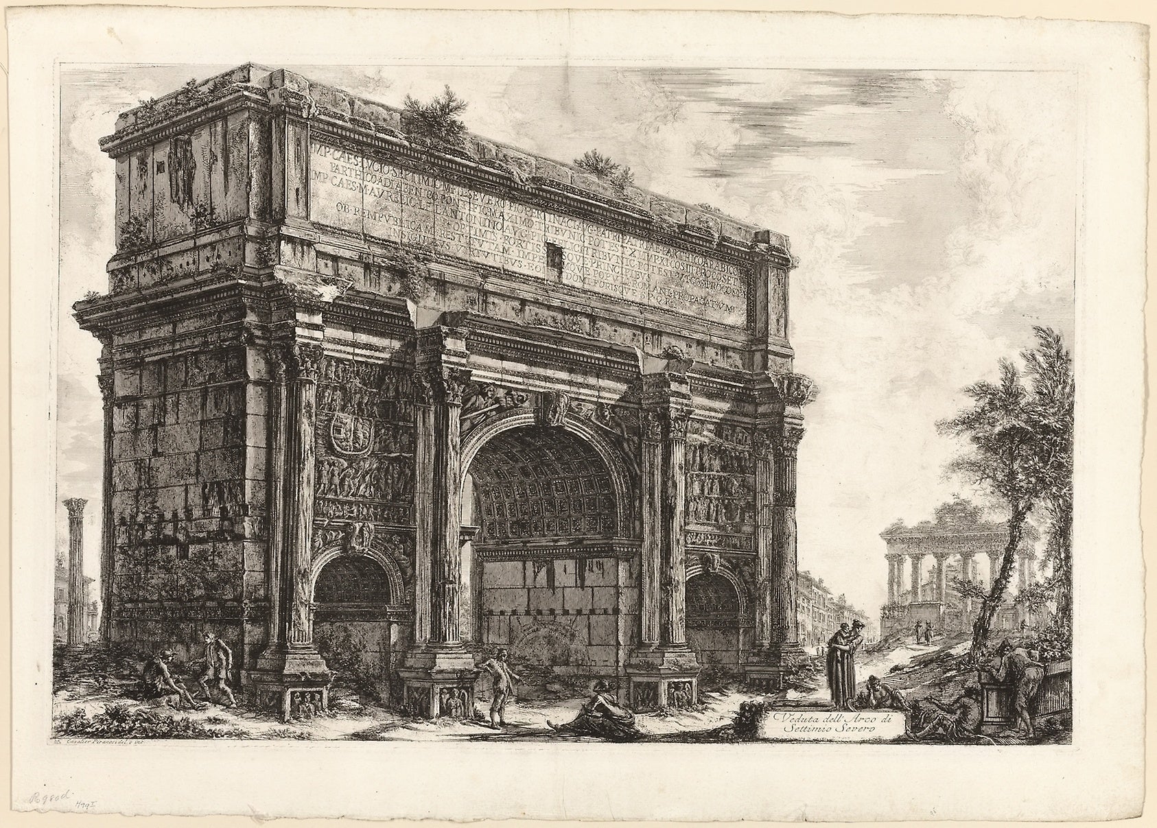 View of the Arch of Septimius Severus, from Views of Rome: Giovanni Battista Piranesi (Italian, 1720-1778),16x12"(A3) Poster