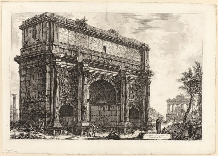 View of the Arch of Septimius Severus, from Views of Rome: Giovanni Battista Piranesi (Italian, 1720-1778),16x12