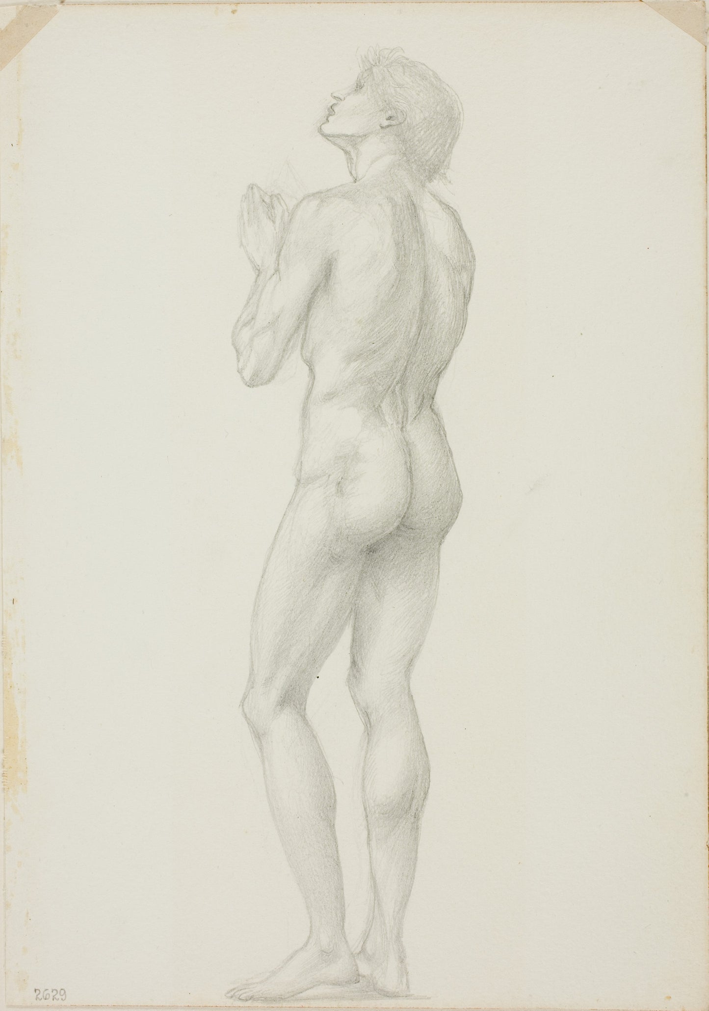Standing Male Nude with Hands Clasped in Prayer -  Sir Edward Burne-Jones,  Poster Print Wall Art