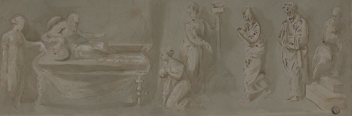 David Promises Bathsheba that Solomon Will Rule -  After Raffaello Sanzio, called Raphael, and his workshop,  Poster Print Wall Art