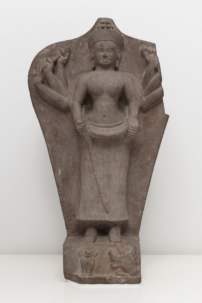 Goddess Durga Slaying the Buffalo Demon (Mahishasuramardini): Cambodia,16x12