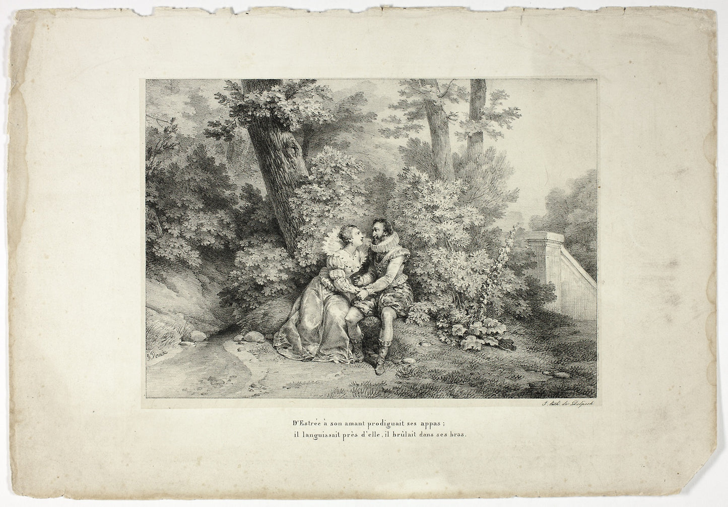D'Estrée à son amant prodiguait ses appas... -  Horace Vernet (French, 1789-1863),  Poster Print Wall Art