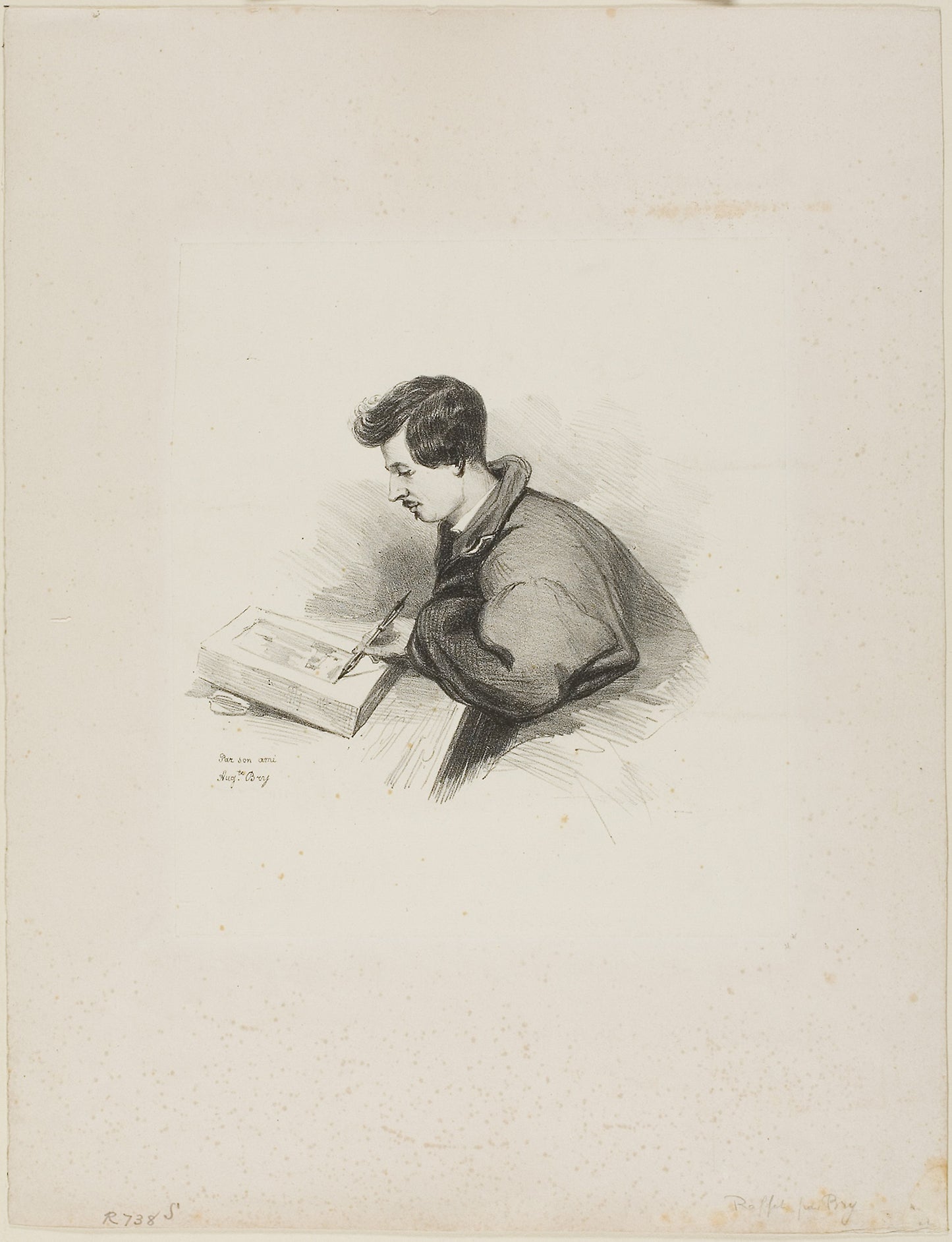 Portrait of Auguste Raffet -  Auguste Bry,  Poster Print Wall Art