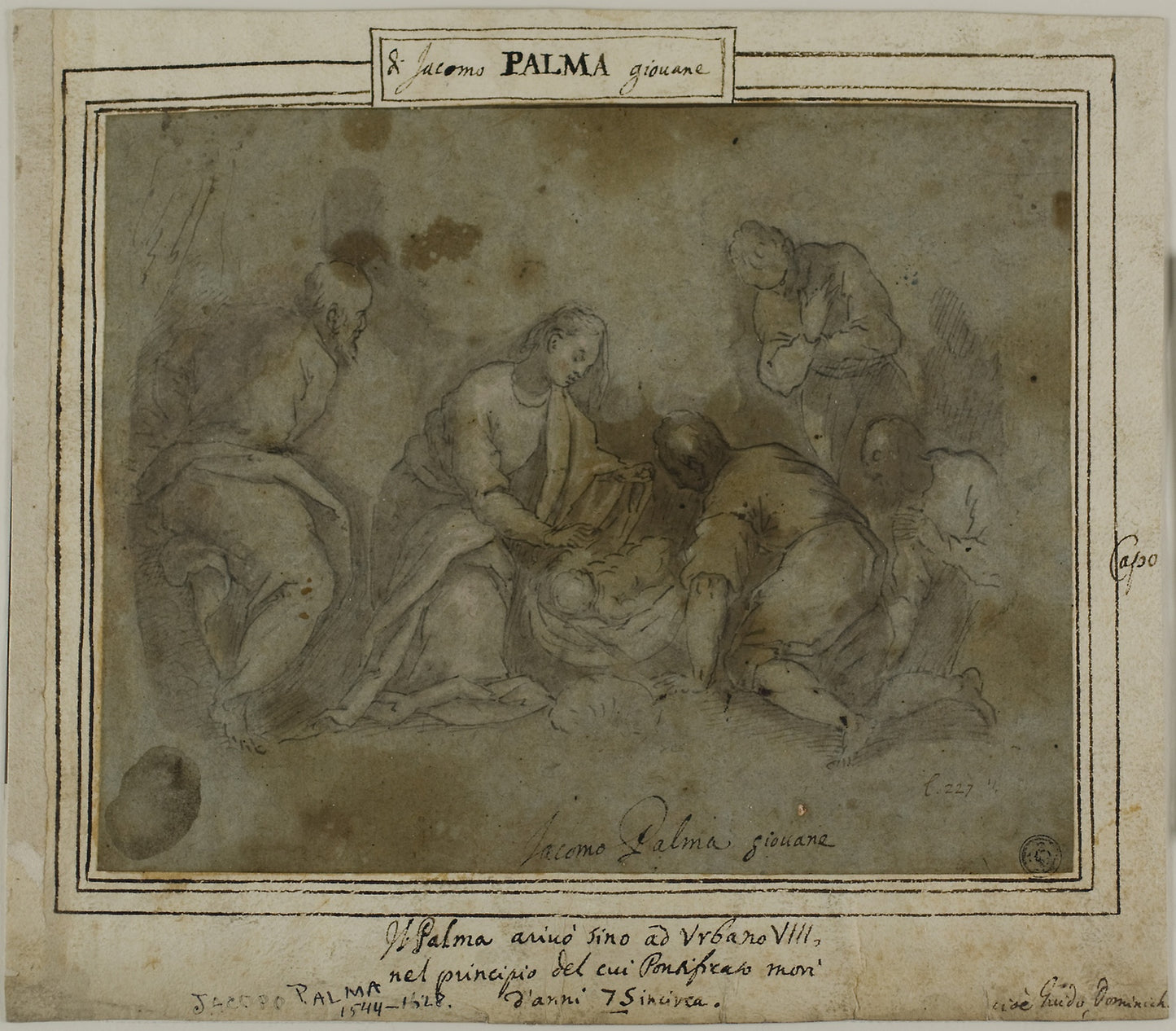Adoration of the Shepherds -  Follower of Jacopo Negretti, called Palma il Giovane,  Poster Print Wall Art