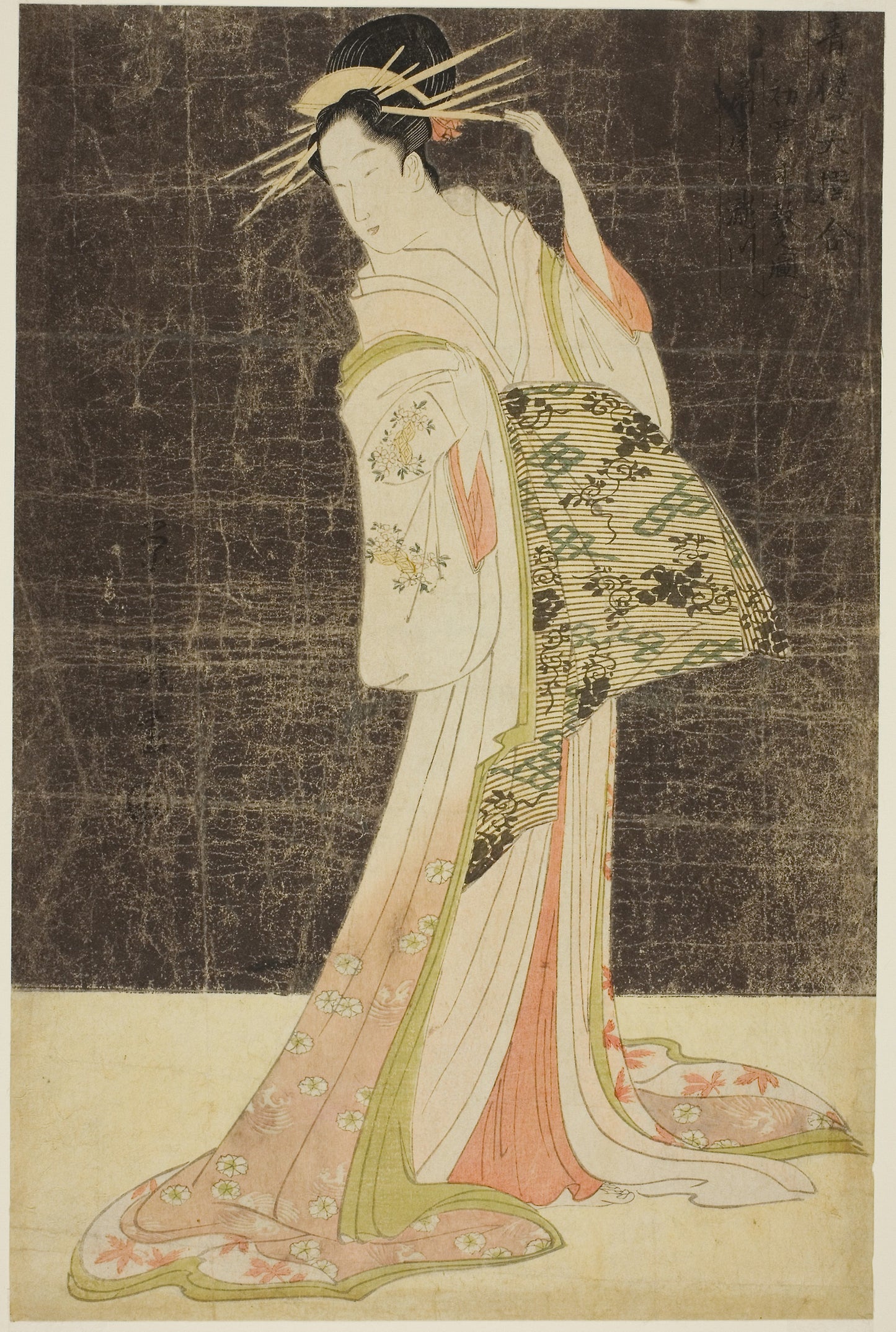 A Selection of Beauty from the Pleasure Quarters (Seiro bijin awase): Courtesans Hired for the New Years Holidays - Takigawa of the Ogiya: Chobunsai Eishi,16x12"(A3) Poster