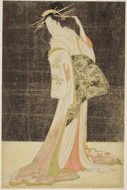 A Selection of Beauty from the Pleasure Quarters (Seiro bijin awase): Courtesans Hired for the New Years Holidays - Takigawa of the Ogiya: Chobunsai Eishi,16x12"(A3) Poster