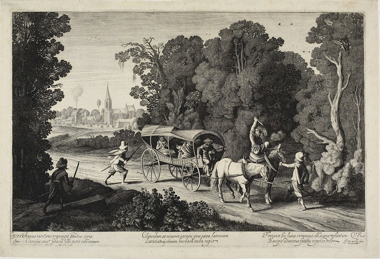Robbers Attacking a Coach -  Jan van de Velde II (Dutch, c.1593-1641),  Poster Print Wall Art