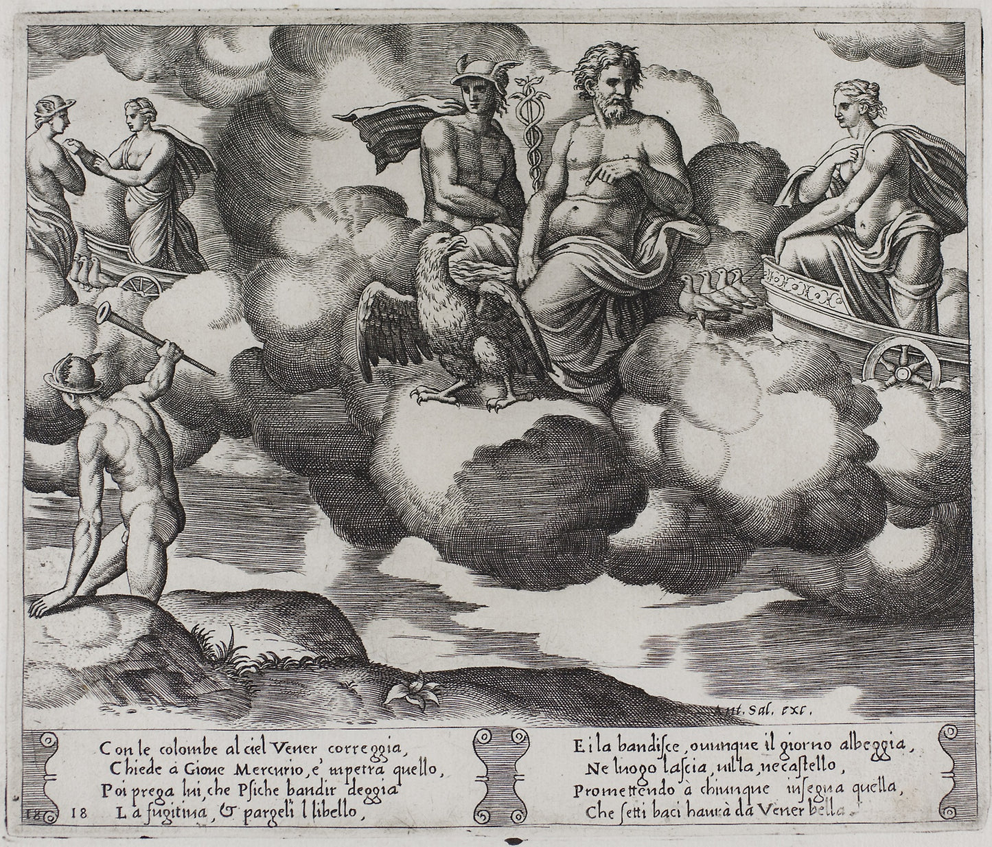 Venus Complains to Jupiter -  Master of the Die (Italian, active c. 1530-1560),  Poster Print Wall Art