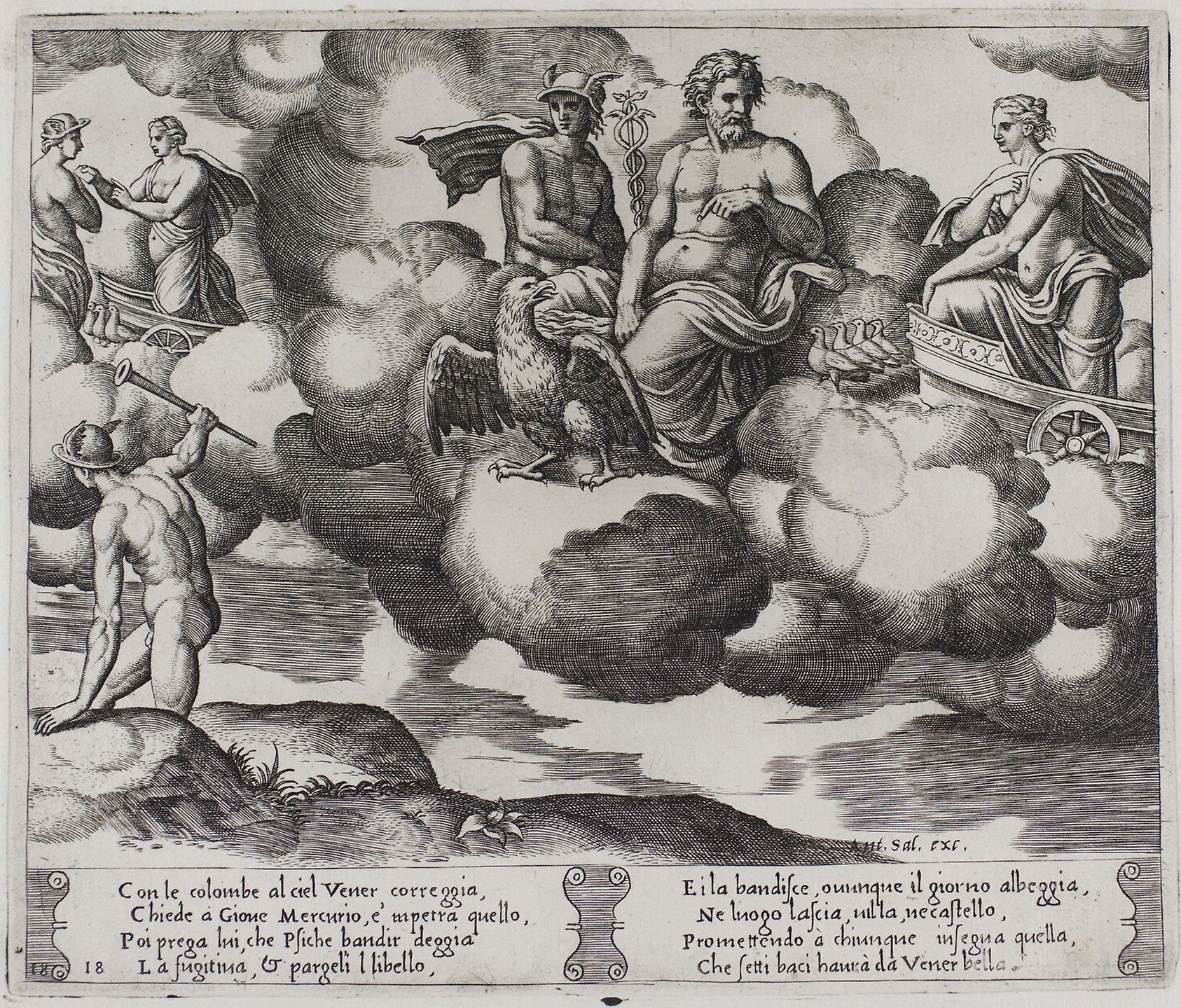 Venus Complains to Jupiter: Master of the Die (Italian, active c. 1530-1560),16x12"(A3) Poster