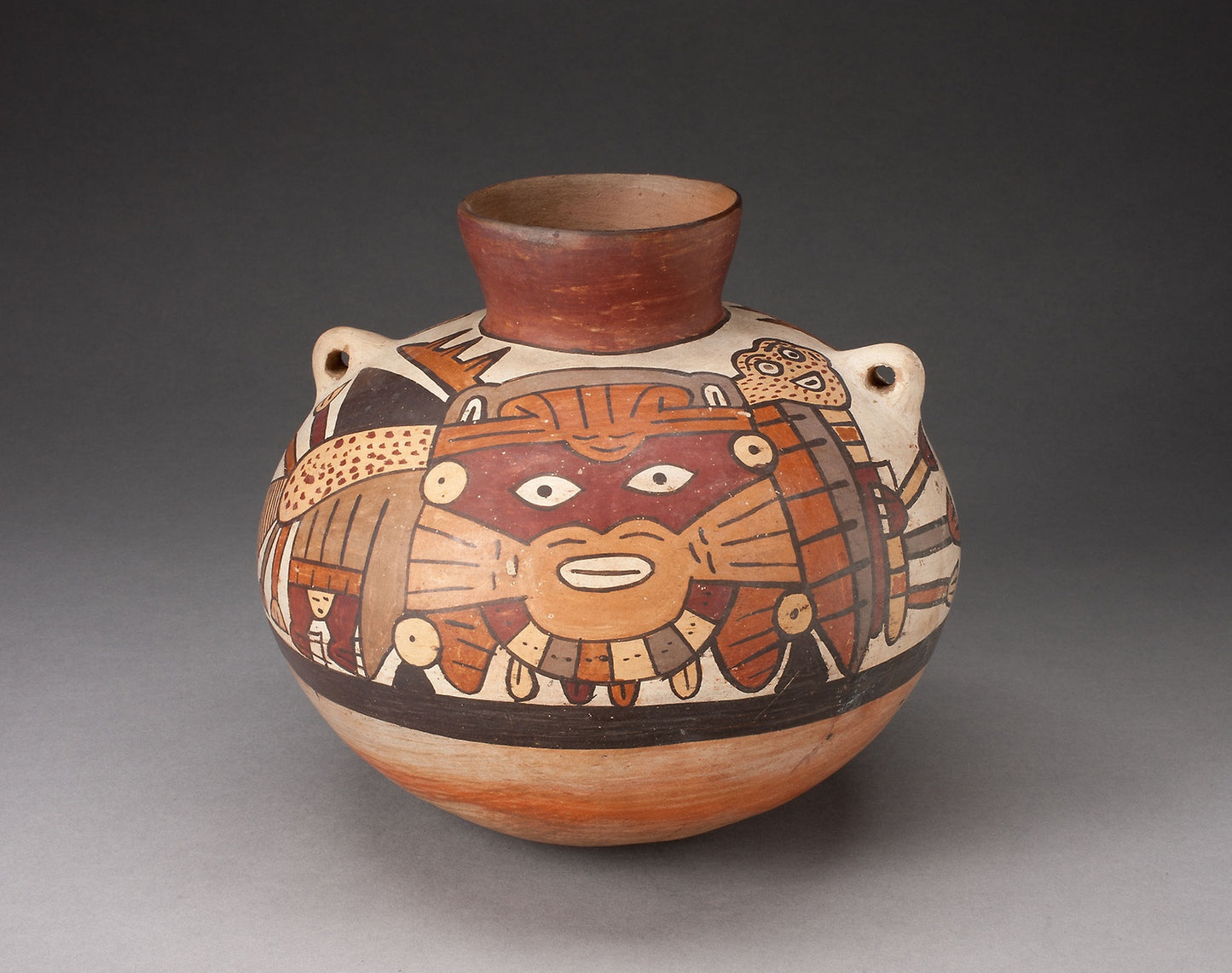 Handeled Jar Depicting Costumed Ritual Performer with Weapons -  Nazca,  Poster Print Wall Art