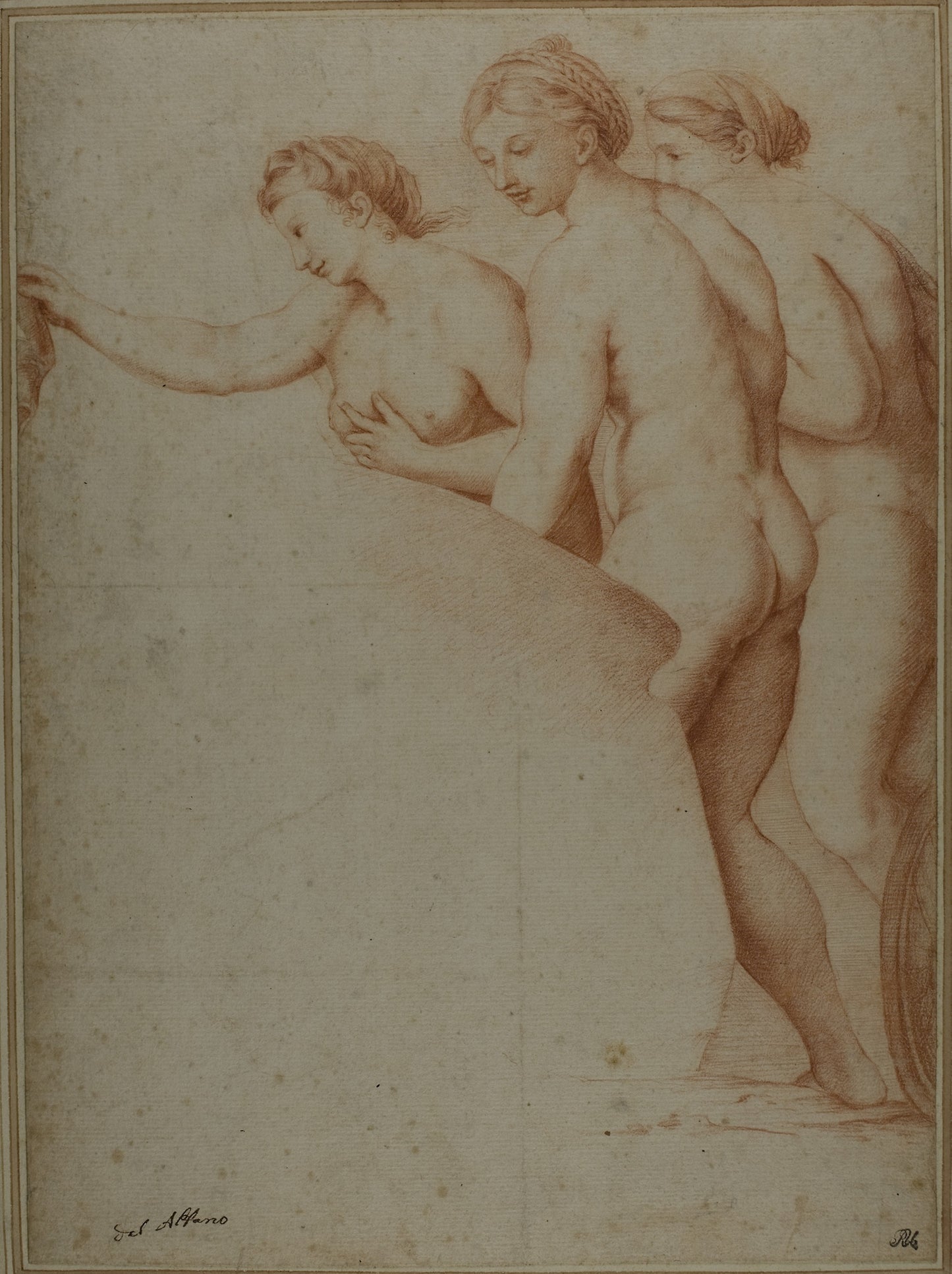 Three Nude Women -  after Raffaello Sanzio, called Raphael, and his workshop,  Poster Print Wall Art