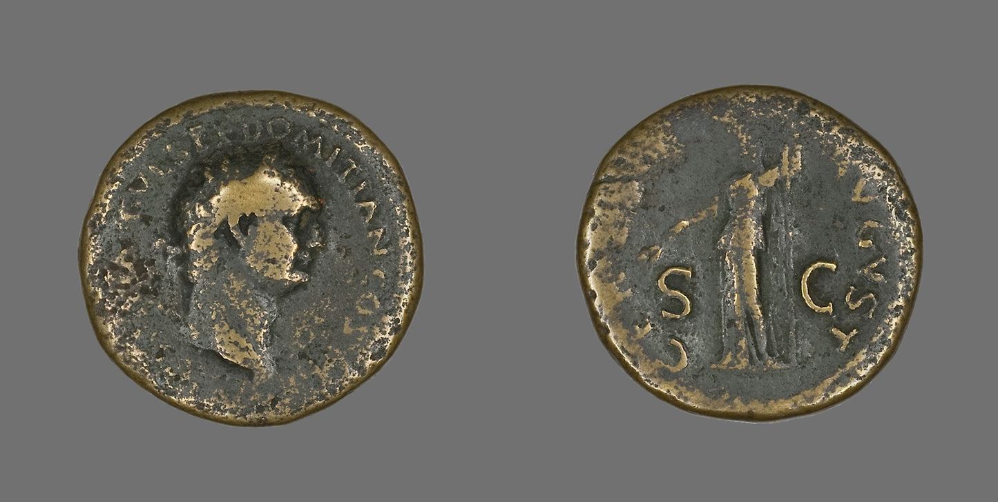 Coin Portraying Emperor Domitian -  Roman,  Poster Print Wall Art