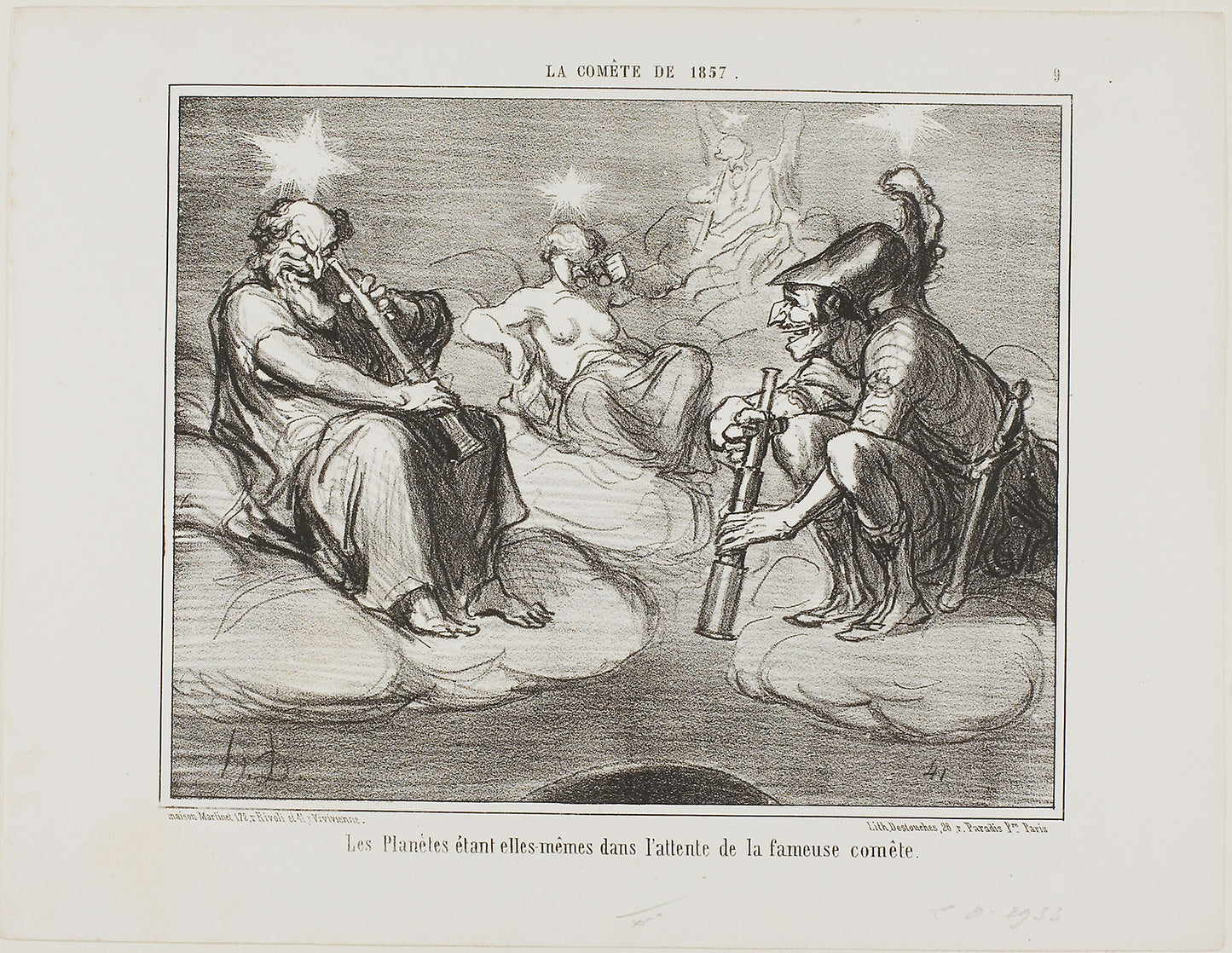 Even the Planets are Watching with Interest the Arrival of the Famous Comet, plate 9 from La Cométe De 1857 -  Honoré Victorin Daumier,  Poster Print Wall Art