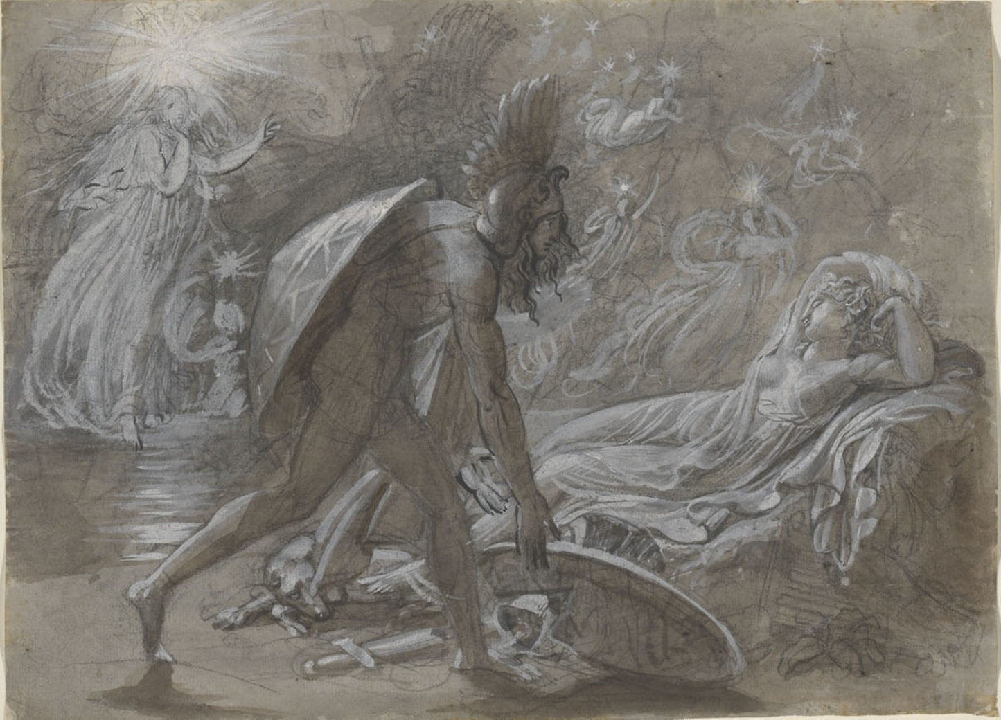 Fingal Mourning Over the Body of Malvina, from Ossian's Berrathon -  Anne-Louis Girodet de Roucy-Trioson,  Poster Print Wall Art