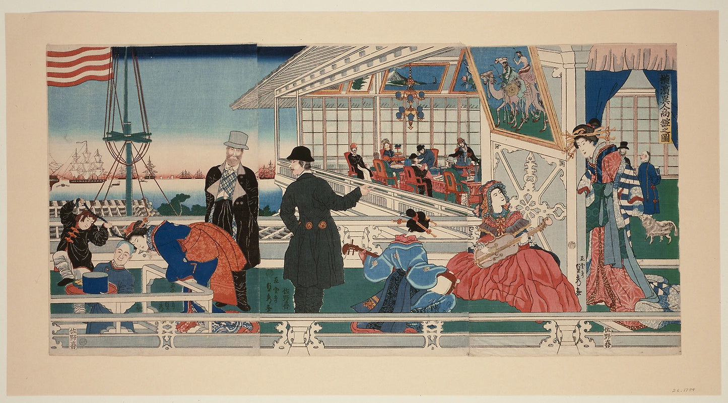 An American Mercantile Building in Yokohama (Yokohama ijin shokan no zu) -  Utagawa Sadahide,  Poster Print Wall Art