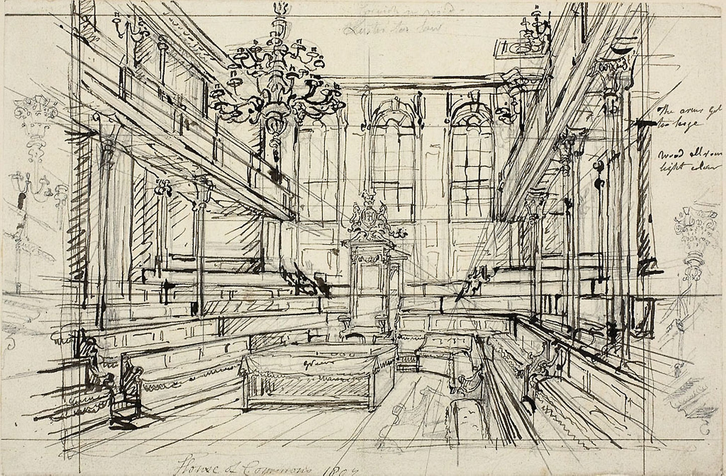 Study for House of Commons, from Microcosm of London -  Augustus Charles Pugin,  Poster Print Wall Art