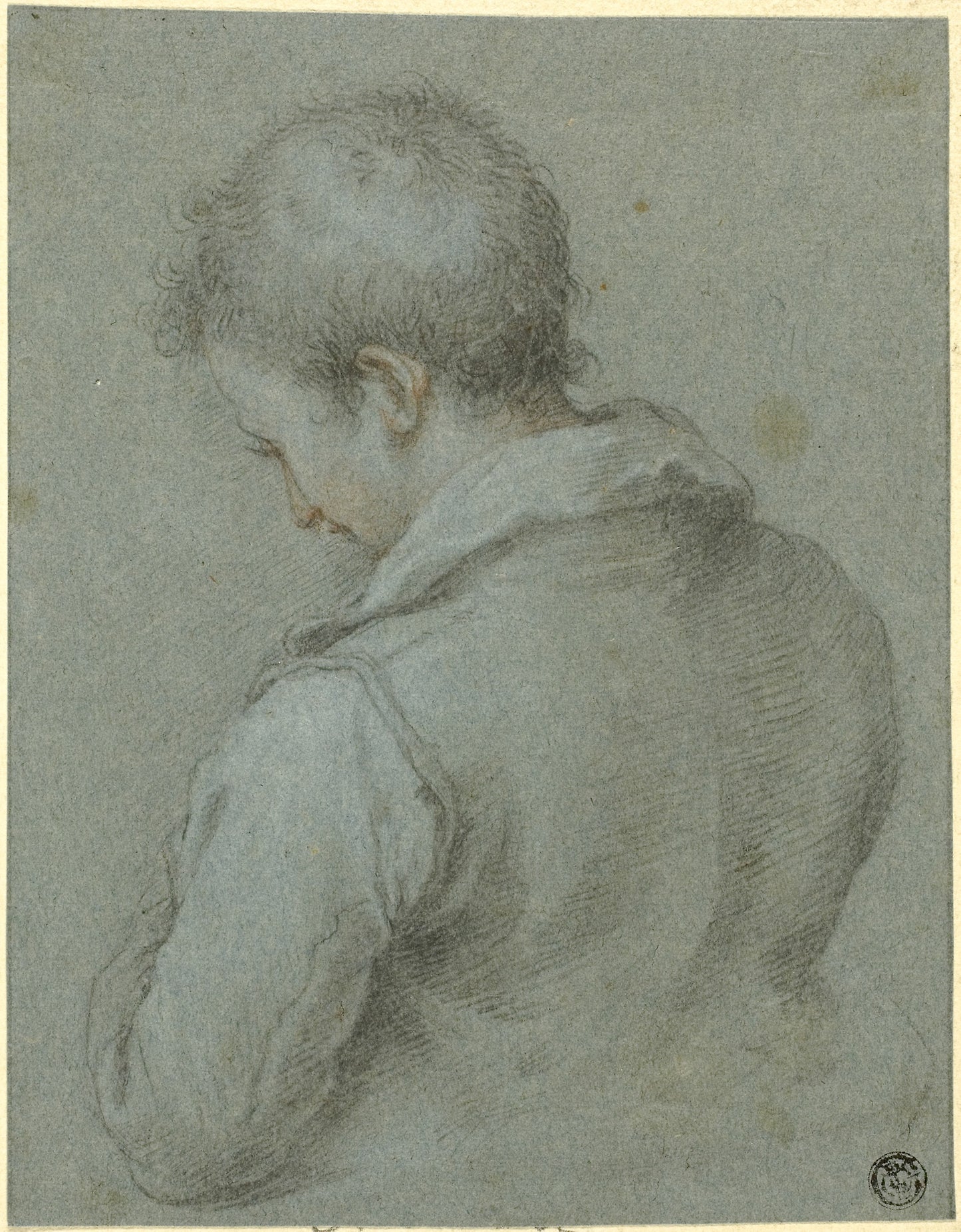 Head and Shoulders of a Man seen from the Back -  Attributed to Oliver Isaac, the elder (French, before 1568-1617),  Poster Print Wall Art