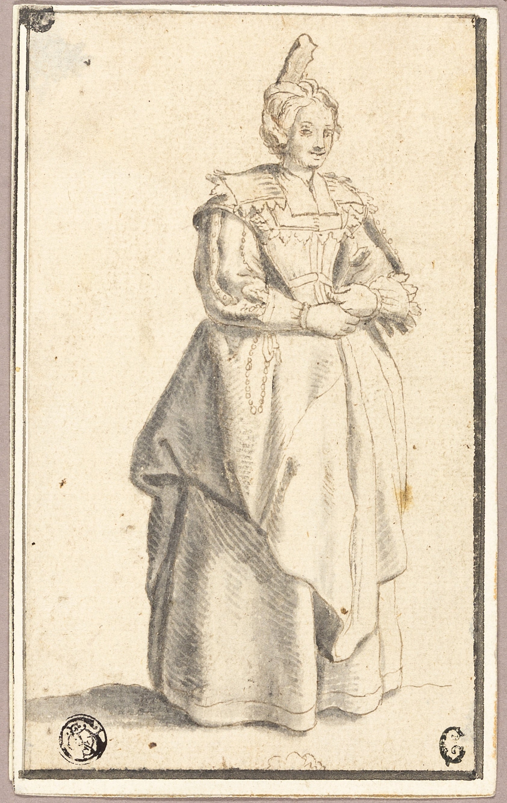 Woman in Full Dress: possibly after Wenceslaus Hollar,16x12"(A3) Poster