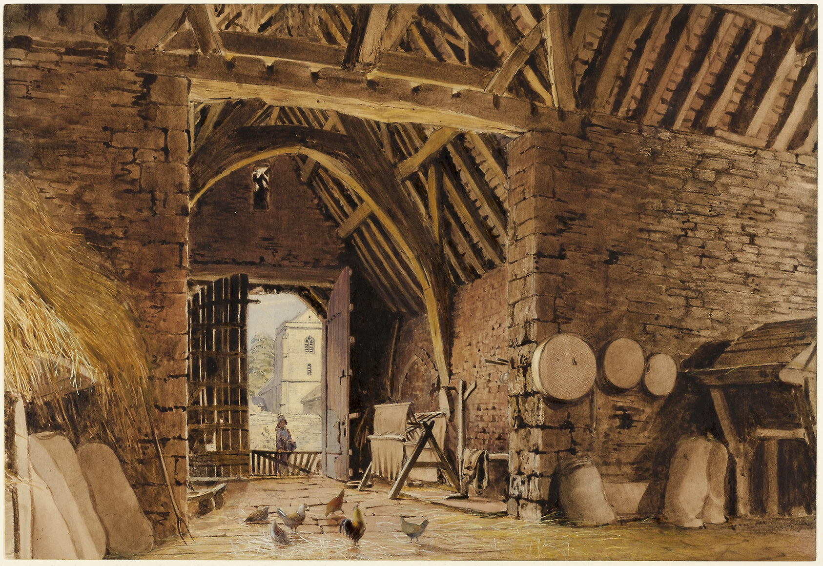 A Barn Interior: William Henry Hunt,16x12"(A3) Poster