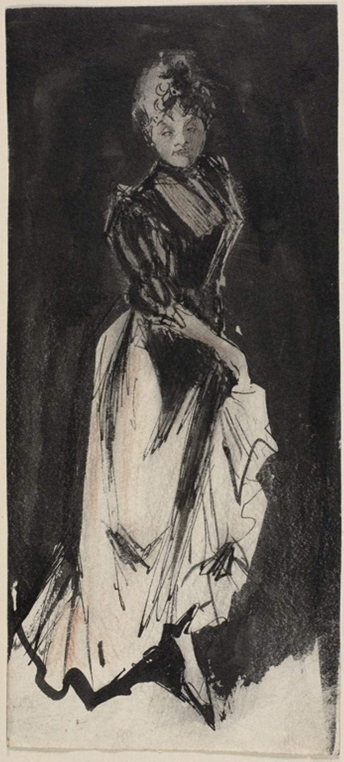 Woman Lifting Skirt to Walk -  Georges Alfred Bottini,  Poster Print Wall Art