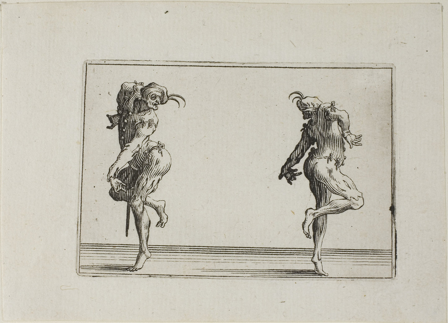 The Two Pantaloons Turning their Back, from The Caprices -  Jacques Callot,  Poster Print Wall Art