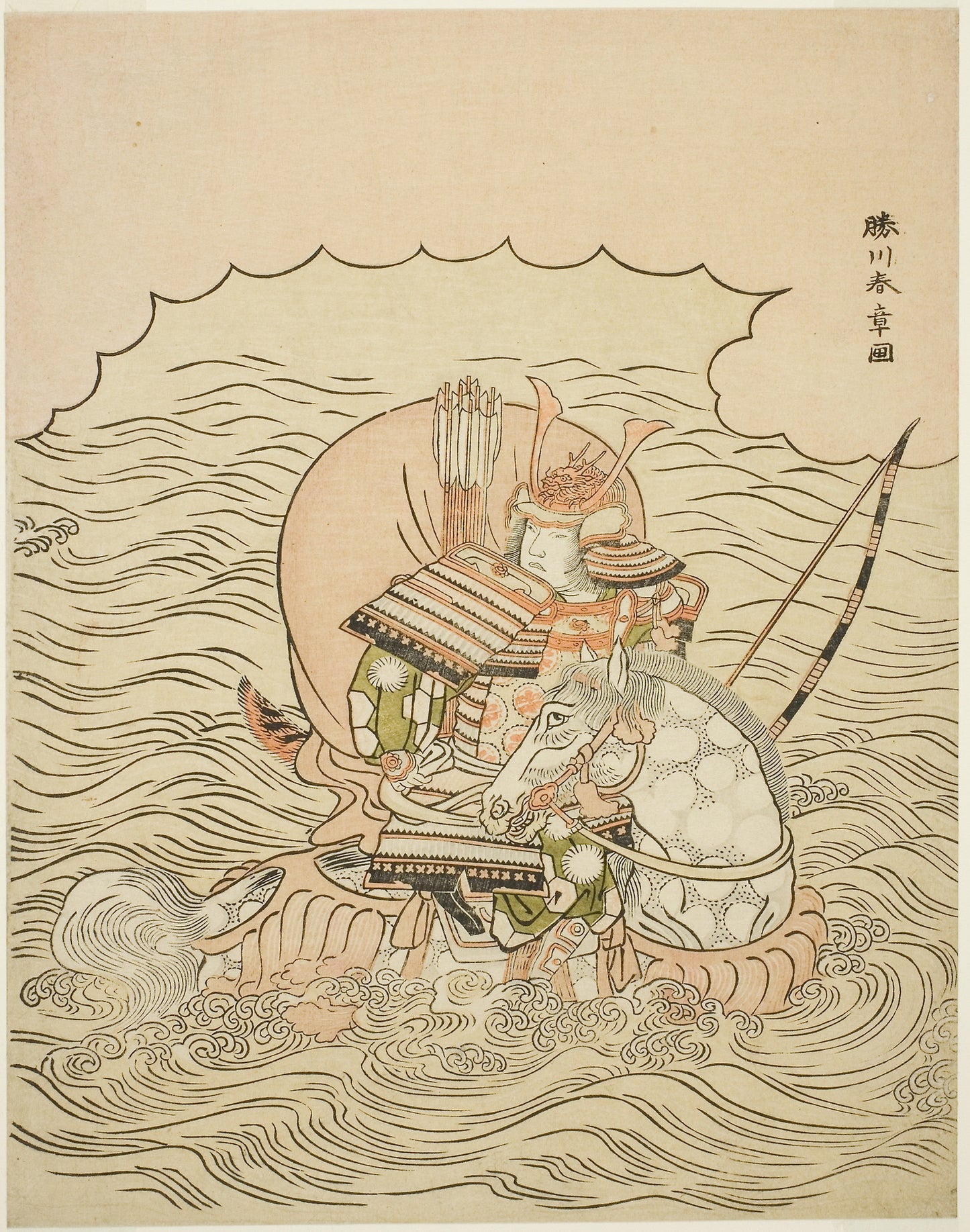 Taira no Atsumori Riding a Horse into the Sea -  Katsukawa Shunsho ?? ??,  Poster Print Wall Art