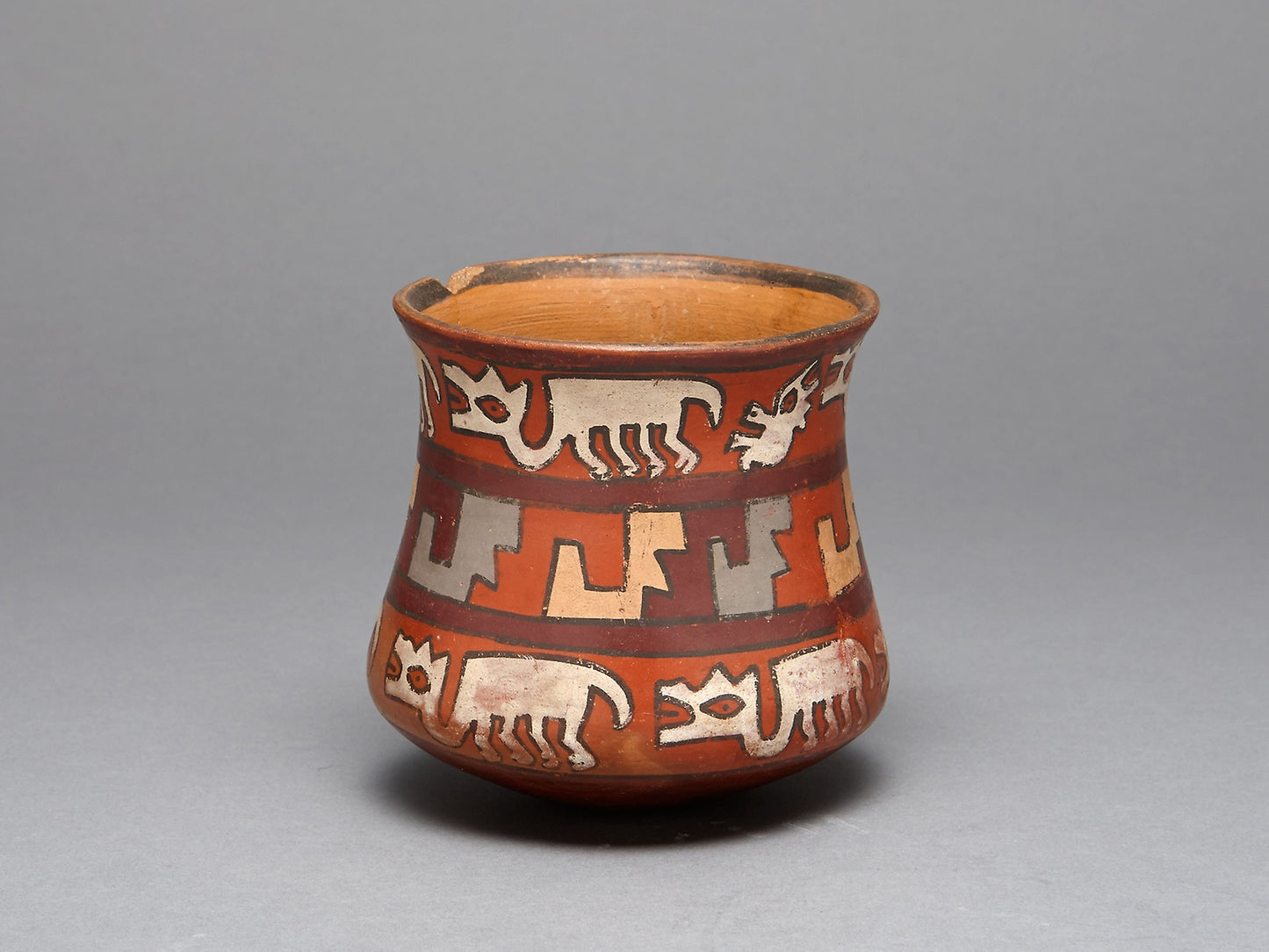 Jar Depicting Rows of Llamas and Abstract Stepped Motifs -  Nazca,  Poster Print Wall Art