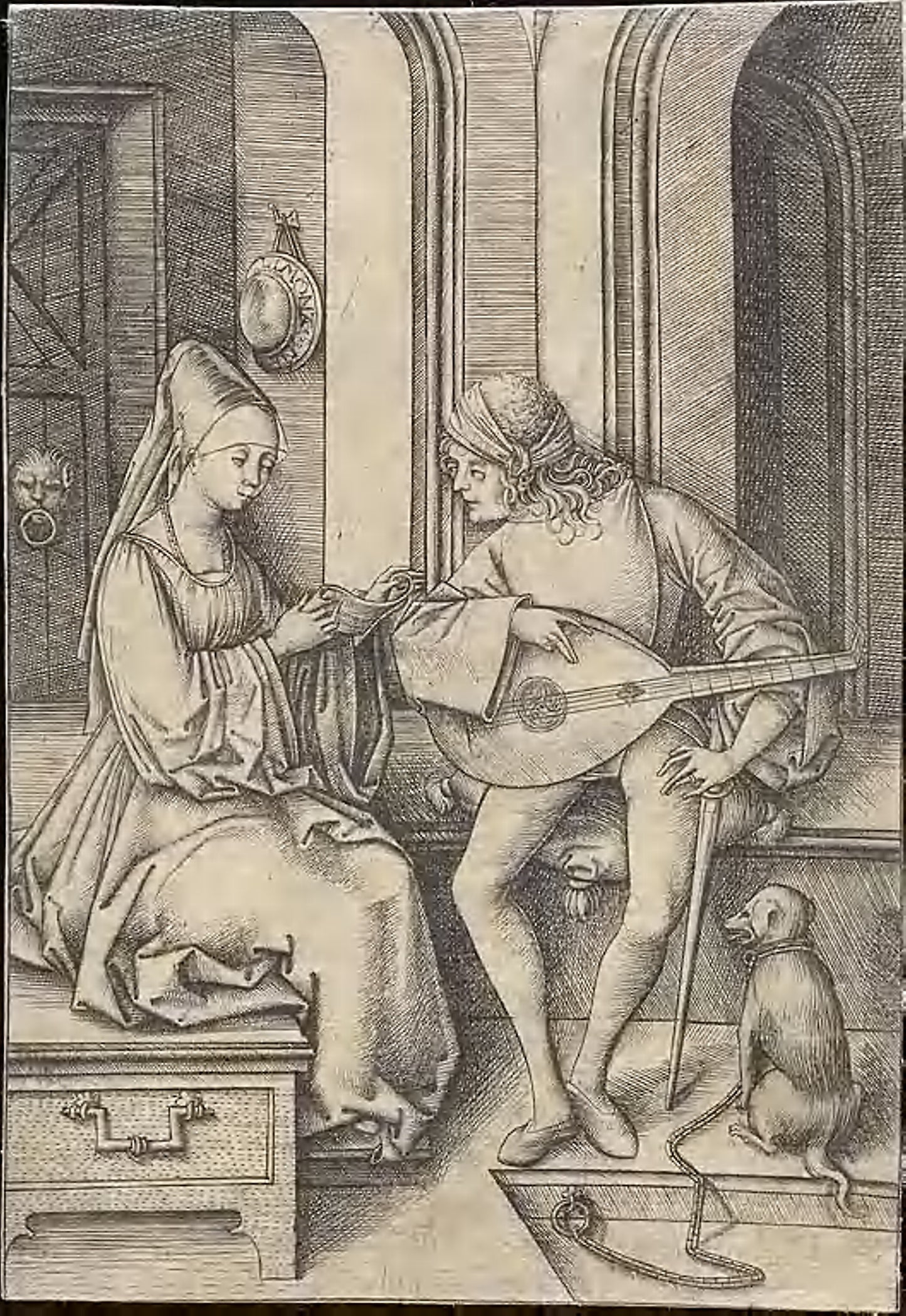 The Singer and the Lute Player -  Israhel van Meckenem,  Poster Print Wall Art