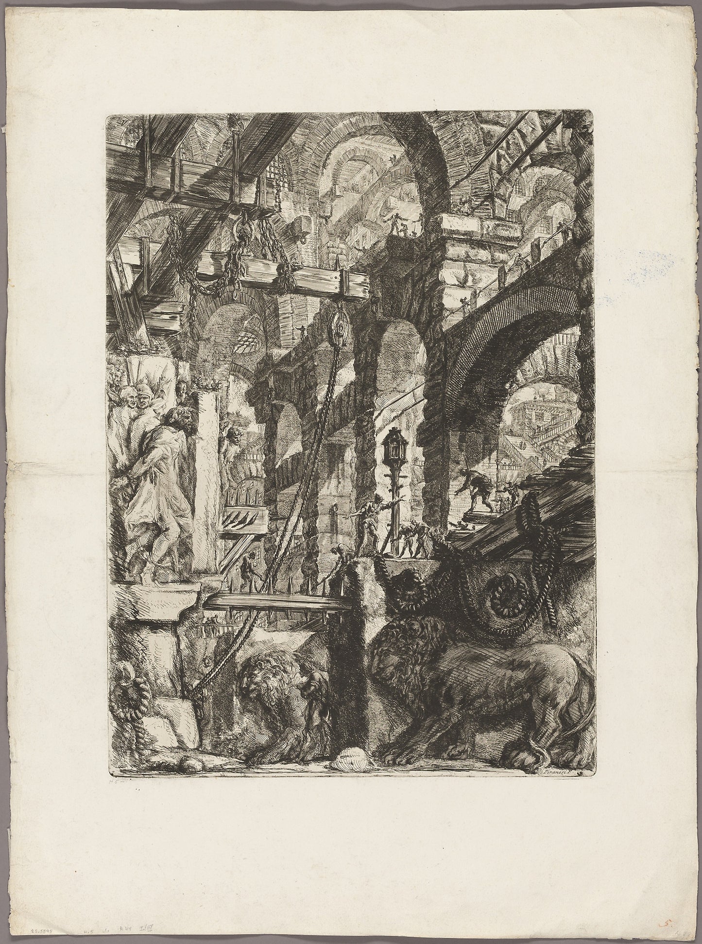 The Lion Bas-Reliefs, plate 5 from Imaginary Prisons -  Giovanni Battista Piranesi,  Poster Print Wall Art